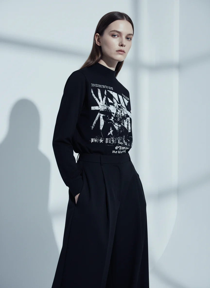 Double Collar Design Printed T-Shirt - Image 4