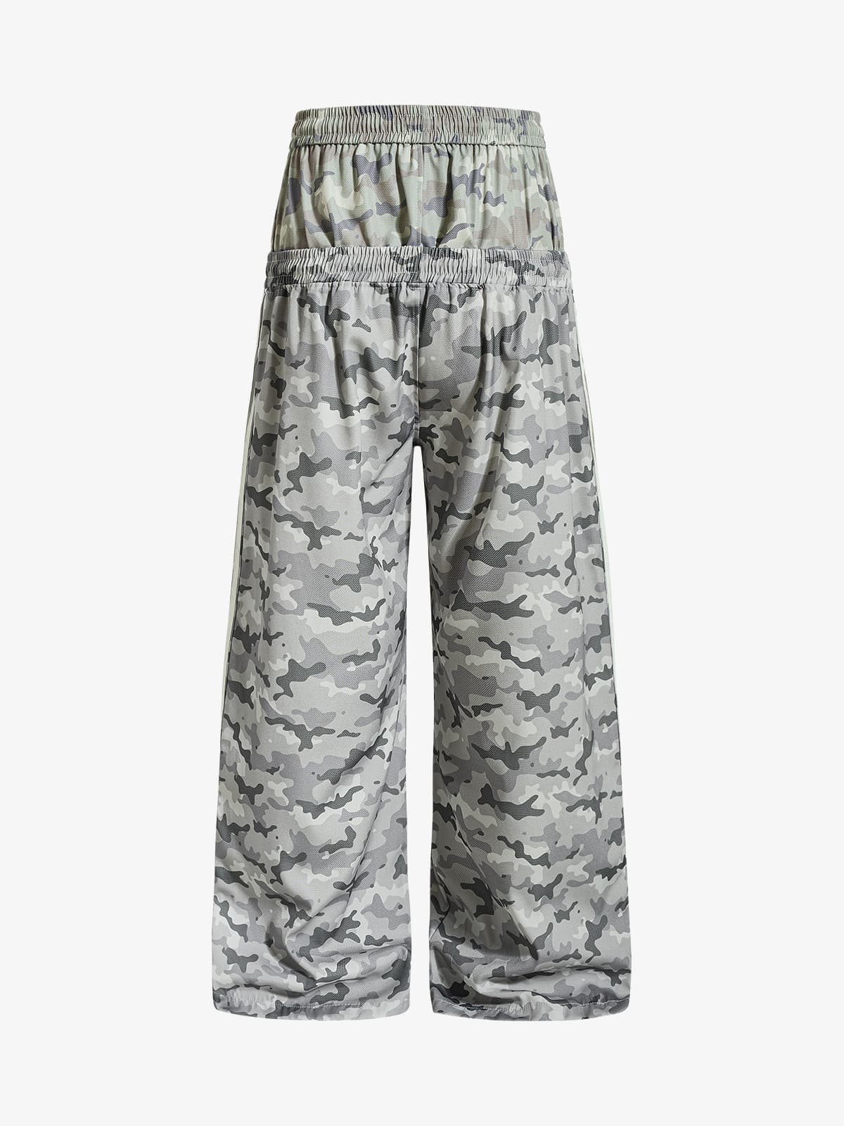 Double Waistband Elastic Waist Camo Side Panel Wide Leg Pants - Image 2