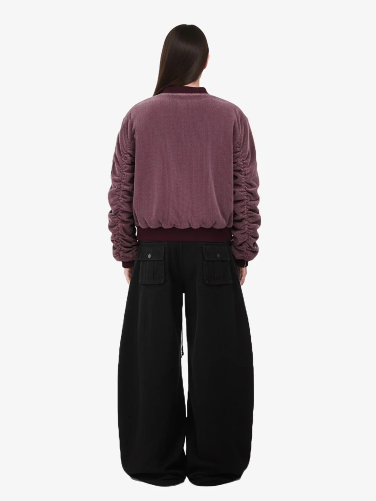 Draped Fabric Accessories Deconstructed Wide Leg Cargo Pants - Image 5