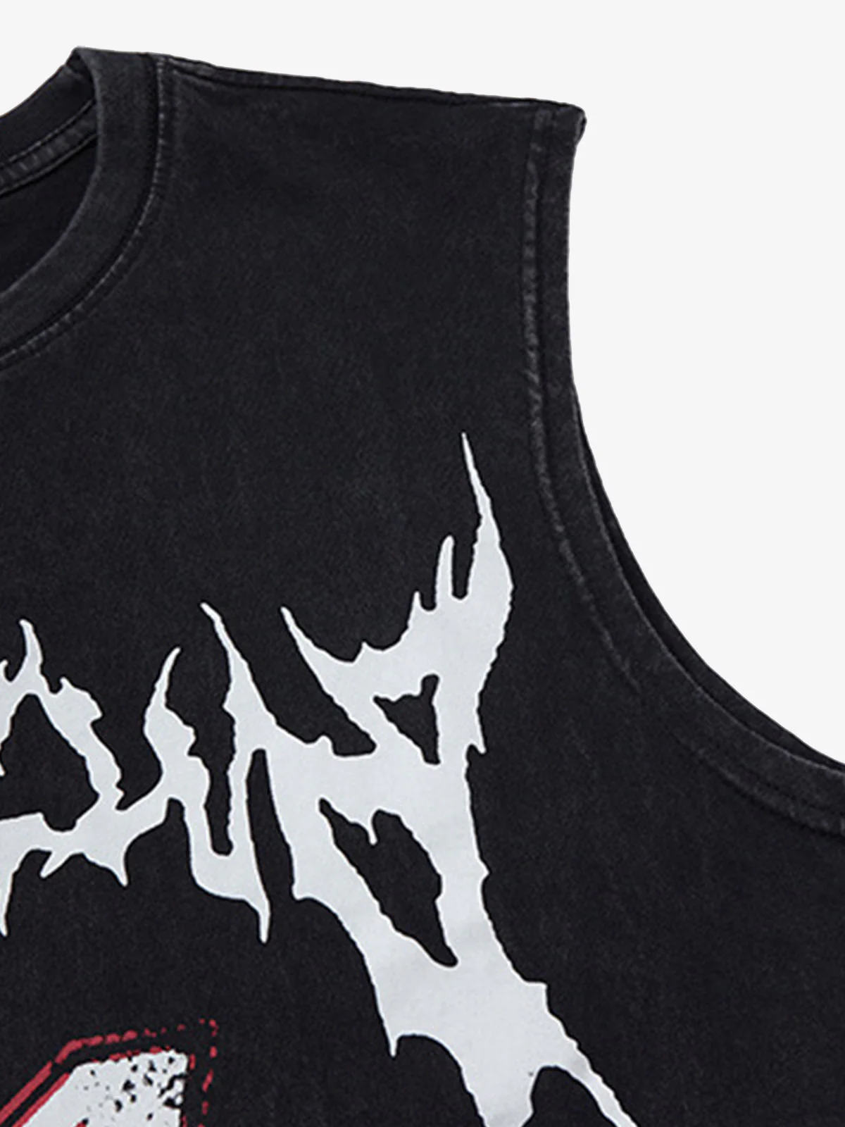 Retro Washed Letter Print Vest - Image 3