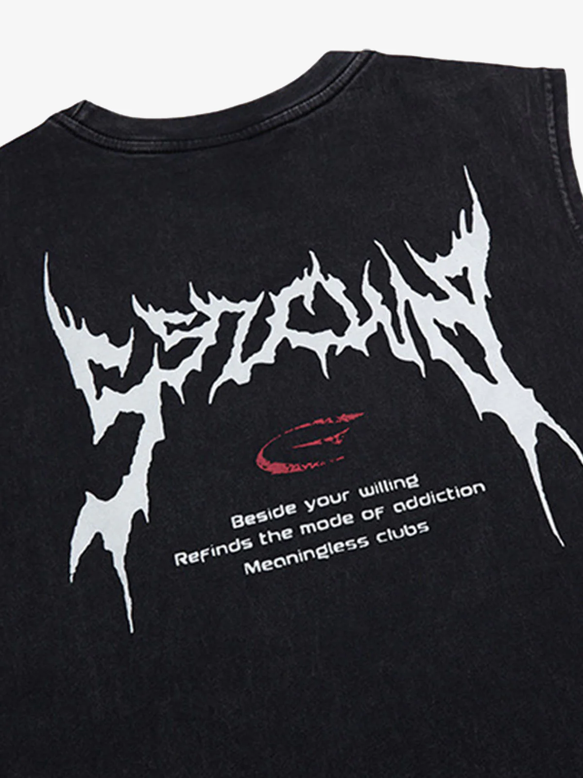 Retro Washed Letter Print Vest - Image 4