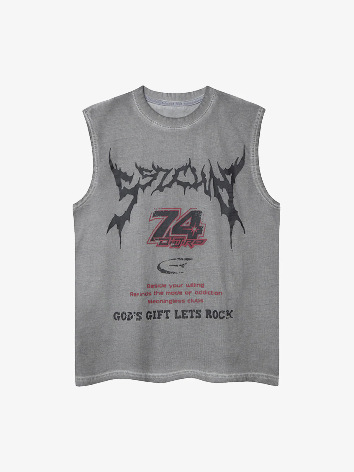 Retro Washed Letter Print Vest - Image 9