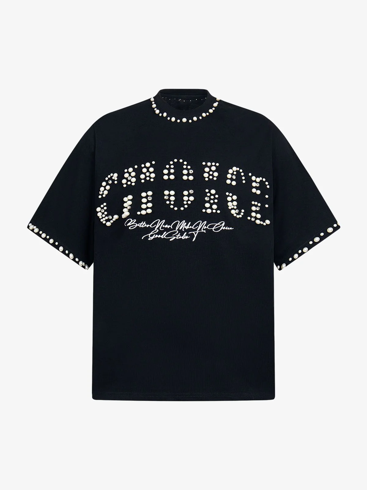 Elegant Pearl-Embellished Oversized T-Shirt - Image 2