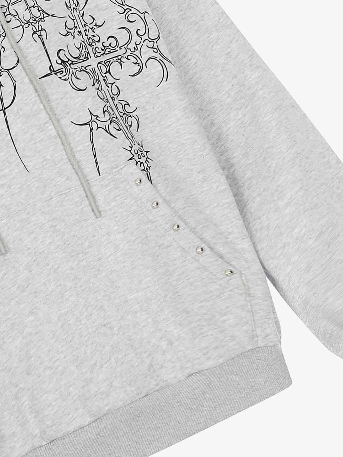 Embroidered Graphic Studded Hoodie and  Wide Leg Sweatpants Set - Image 15