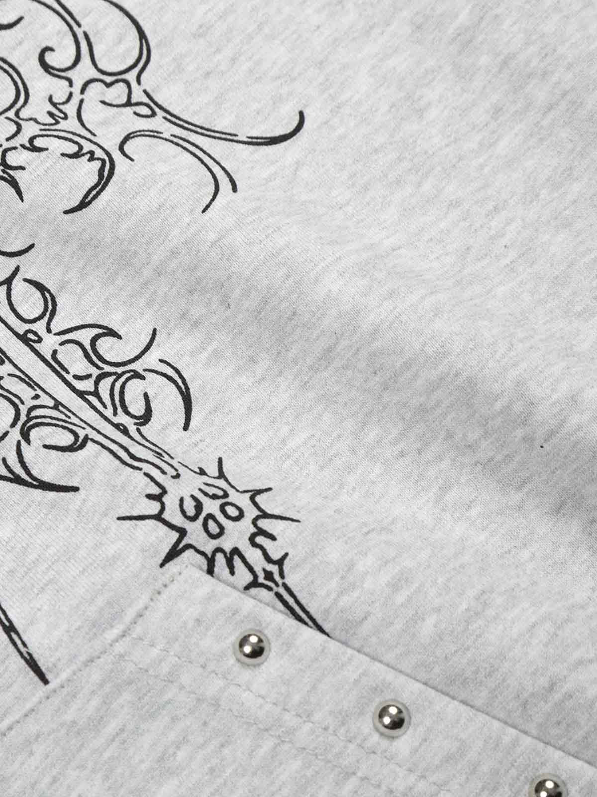 Embroidered Graphic Studded Hoodie and  Wide Leg Sweatpants Set - Image 16