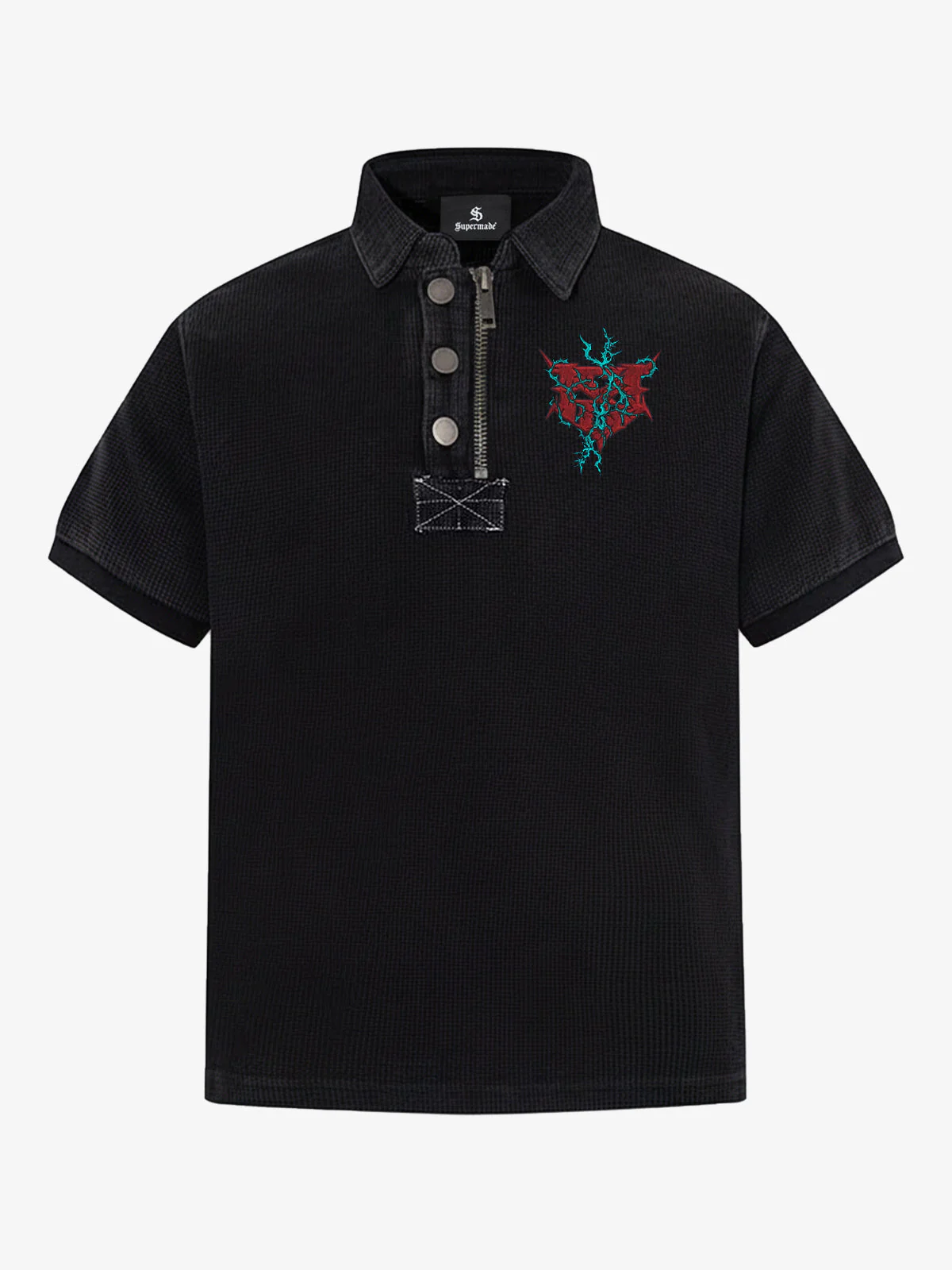 Embroidered Graphic Zip Polo Shirt - Image 3