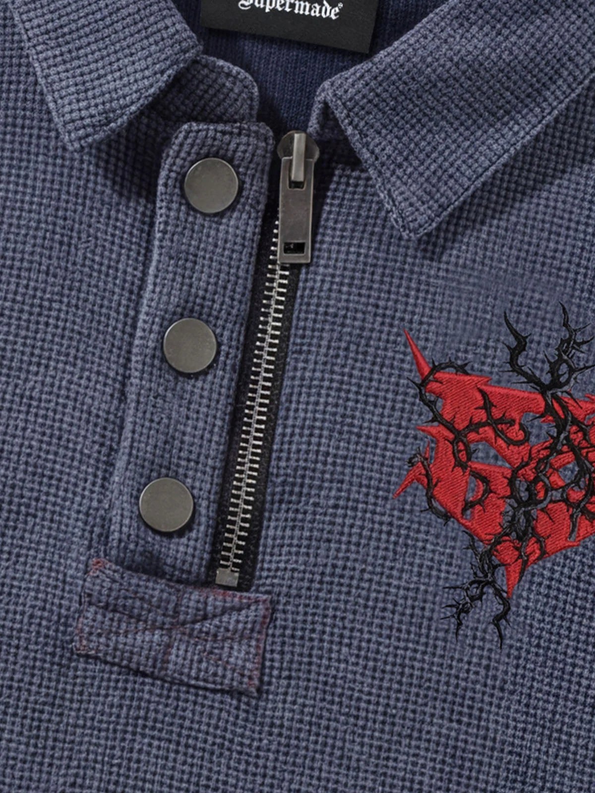 Embroidered Graphic Zip Polo Shirt - Image 6