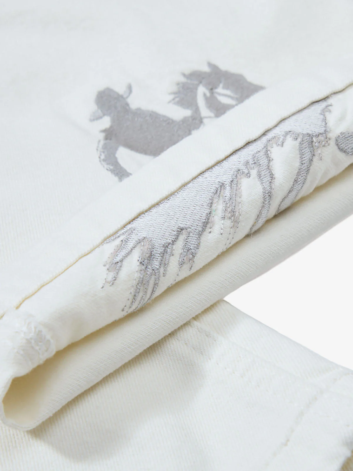 Embroidered Horse Wide Leg Denim Flare Jeans - Image 5