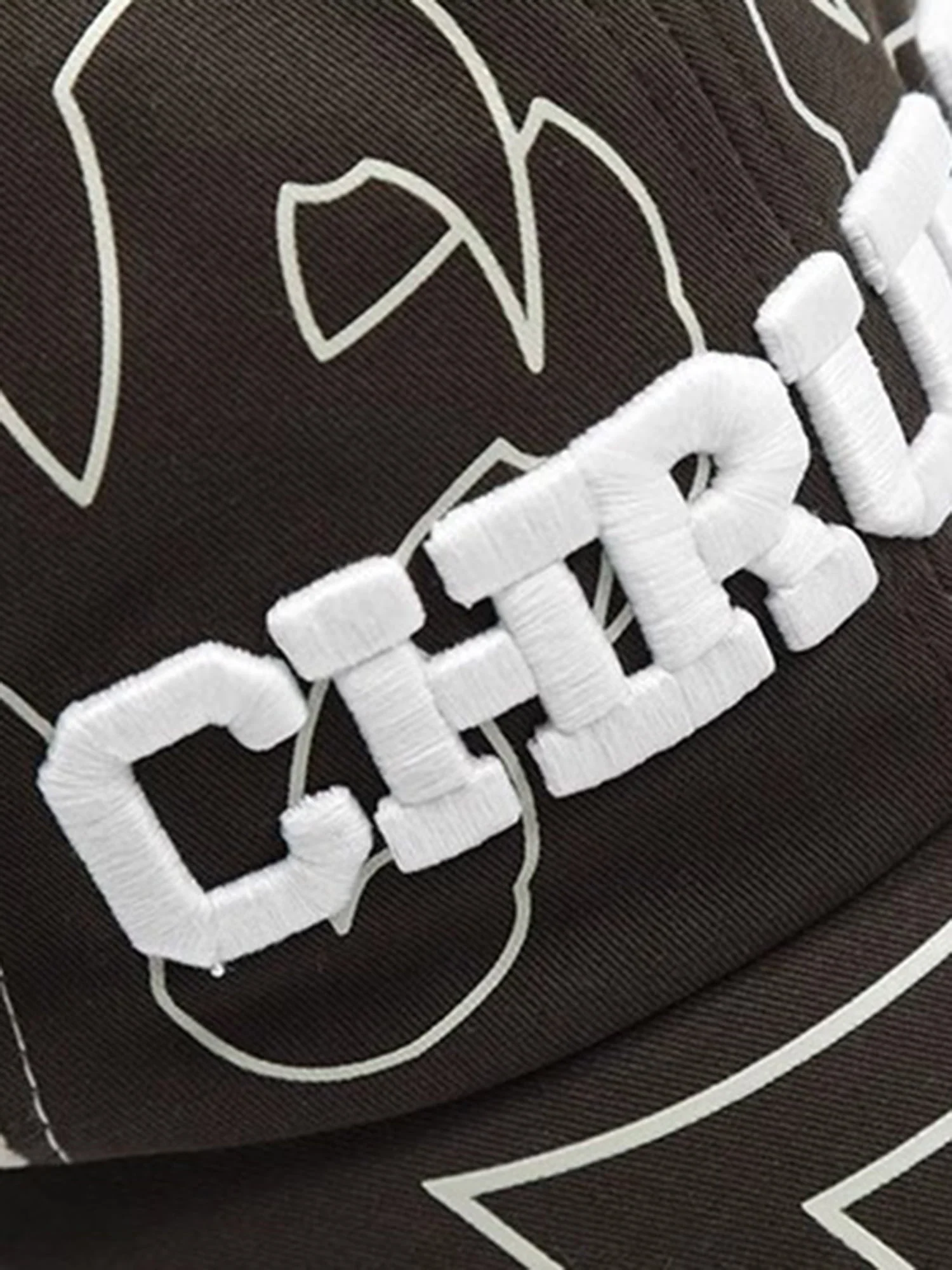 Embroidered Printed Contrasting Peaked Hat - Image 2