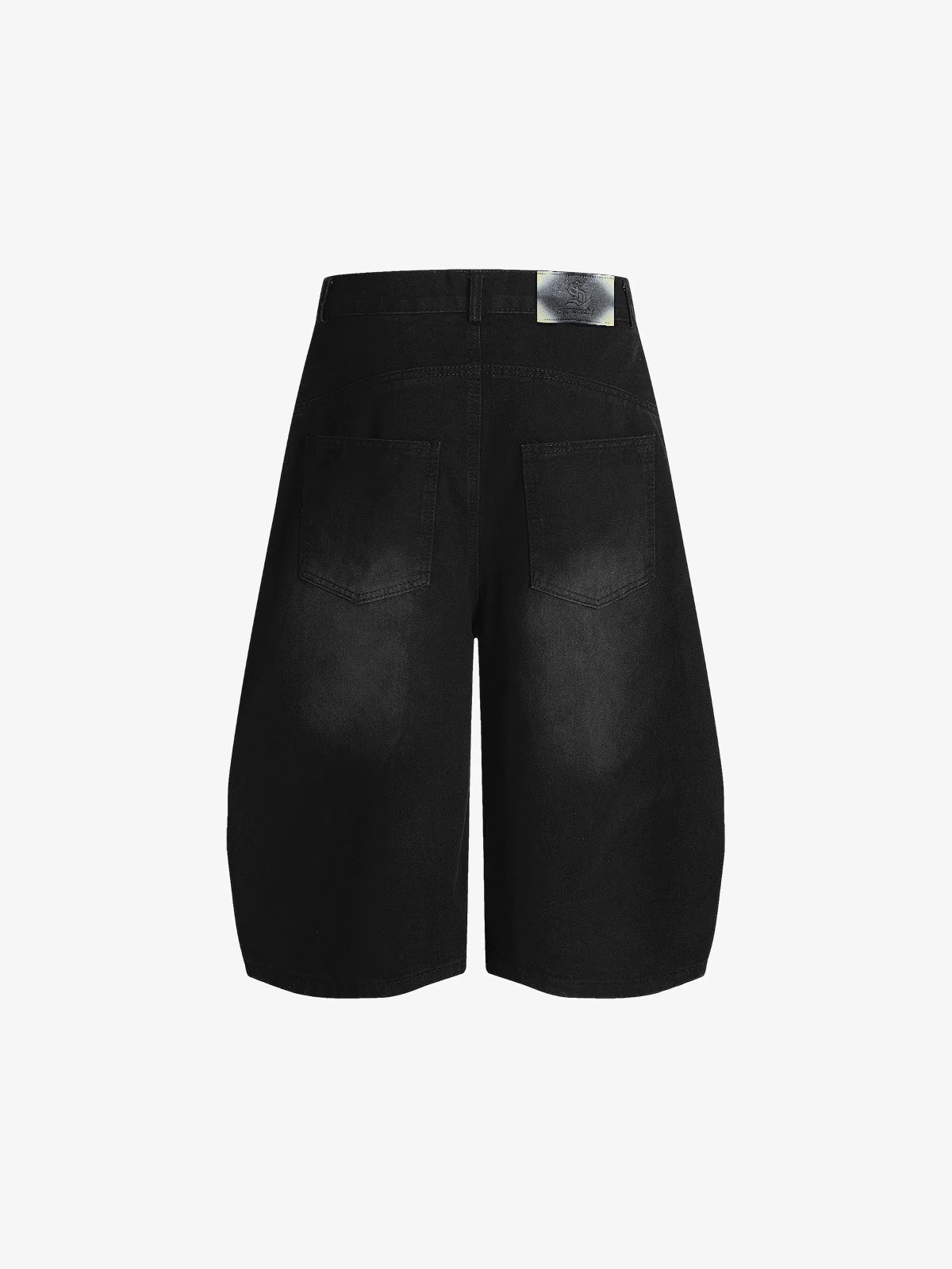 Faded Striped Panel Stitch Wide Leg Denim Jorts - Image 4