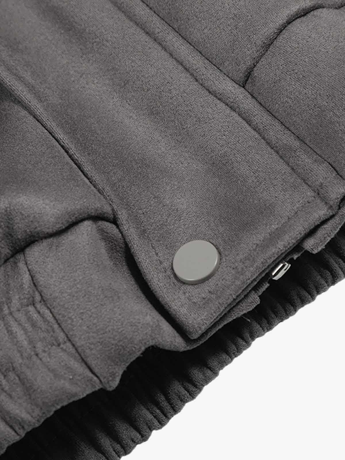 Faux Fur Collar Patchwork Embroidered Quilted Jacket - Image 11