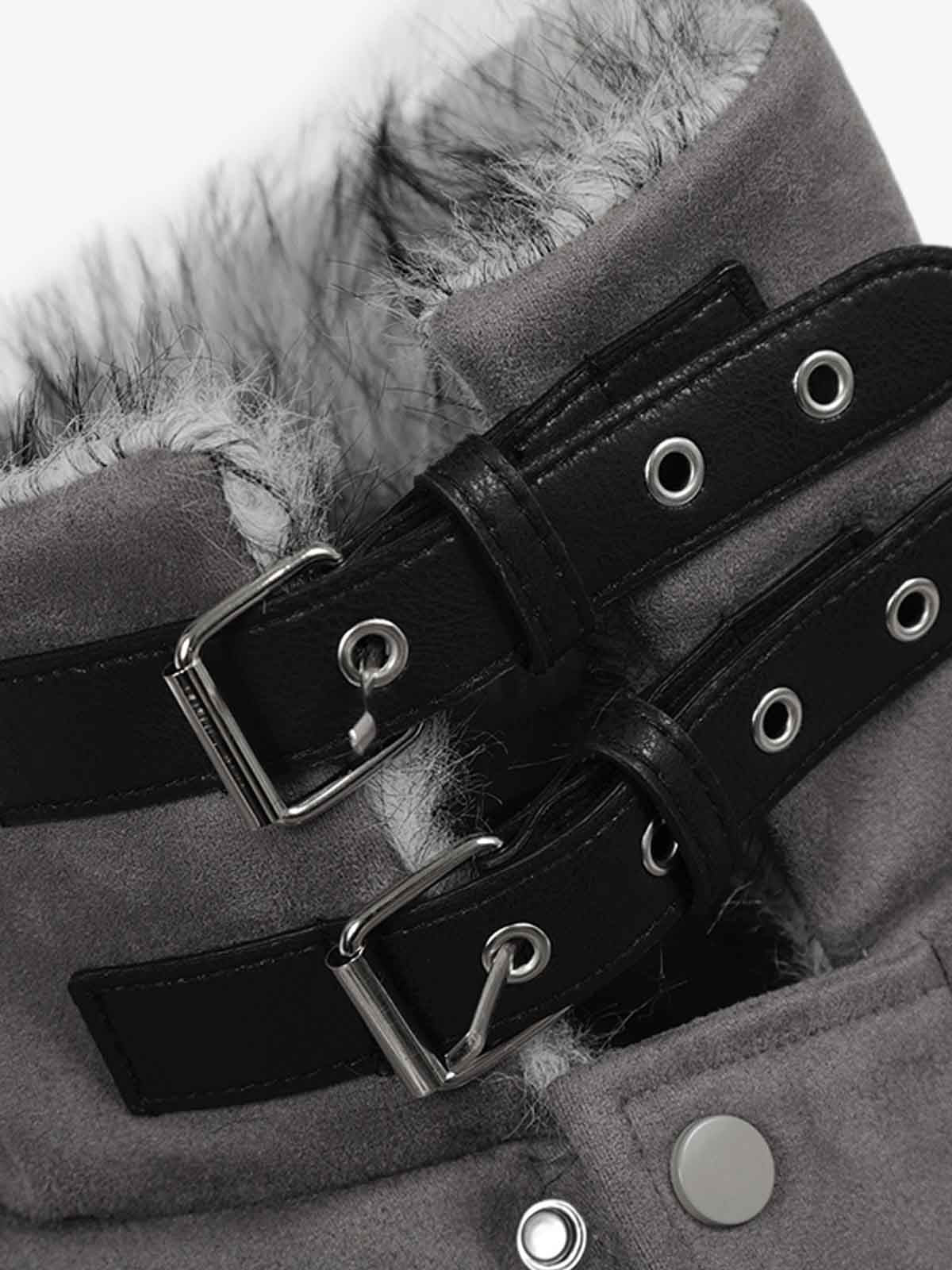 Faux Fur Collar Patchwork Embroidered Quilted Jacket - Image 12