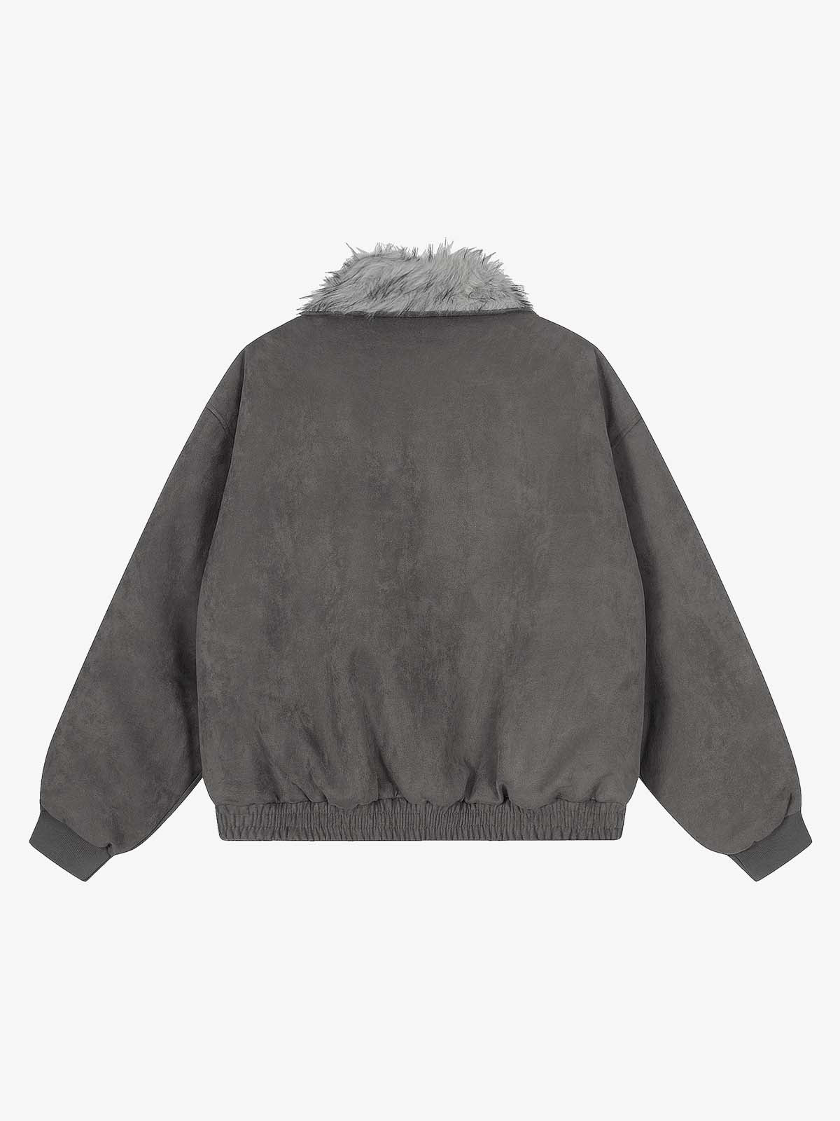 Faux Fur Collar Patchwork Embroidered Quilted Jacket - Image 7