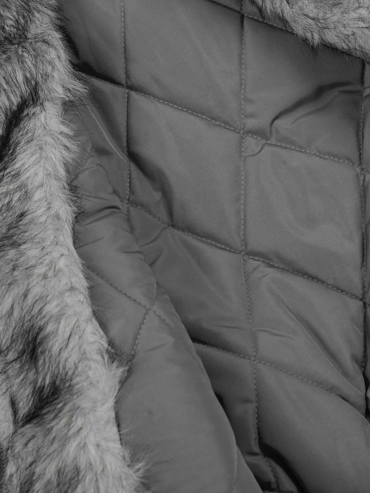 Faux Fur Collar Patchwork Embroidered Quilted Jacket - Image 8