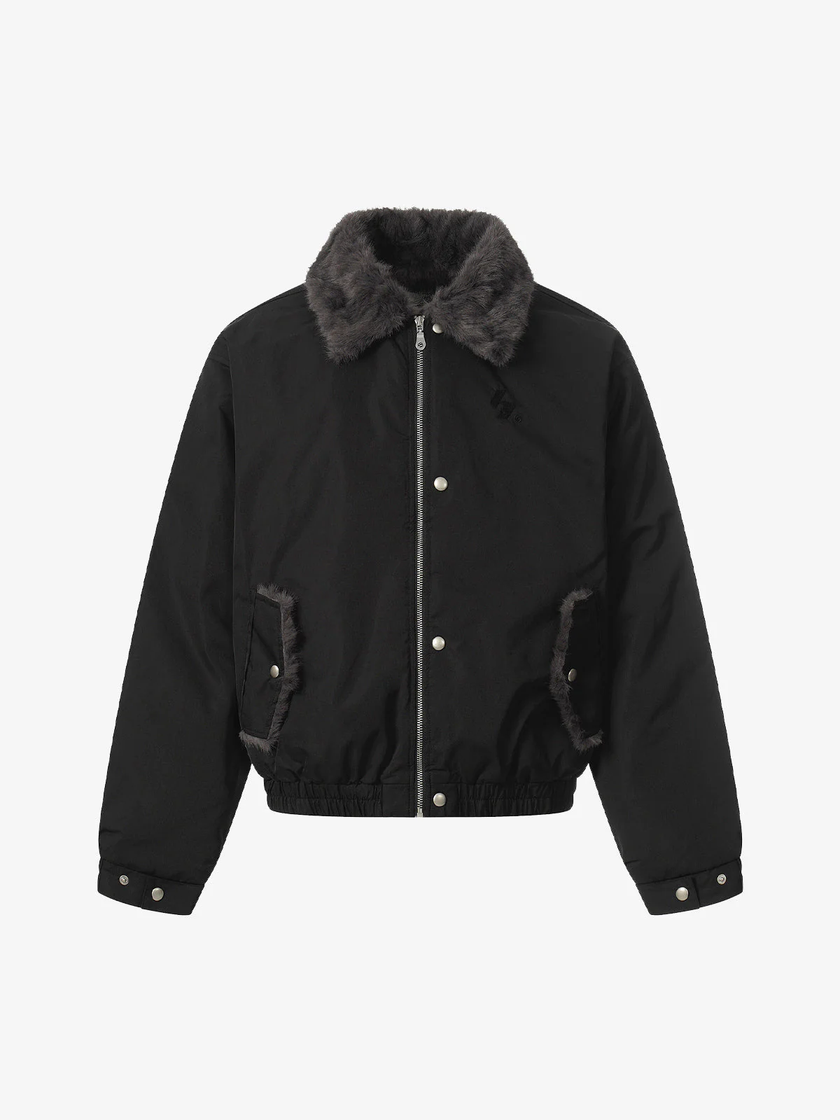 Faux Fur Collar Zipper Padded Bomber Jacket - Image 2