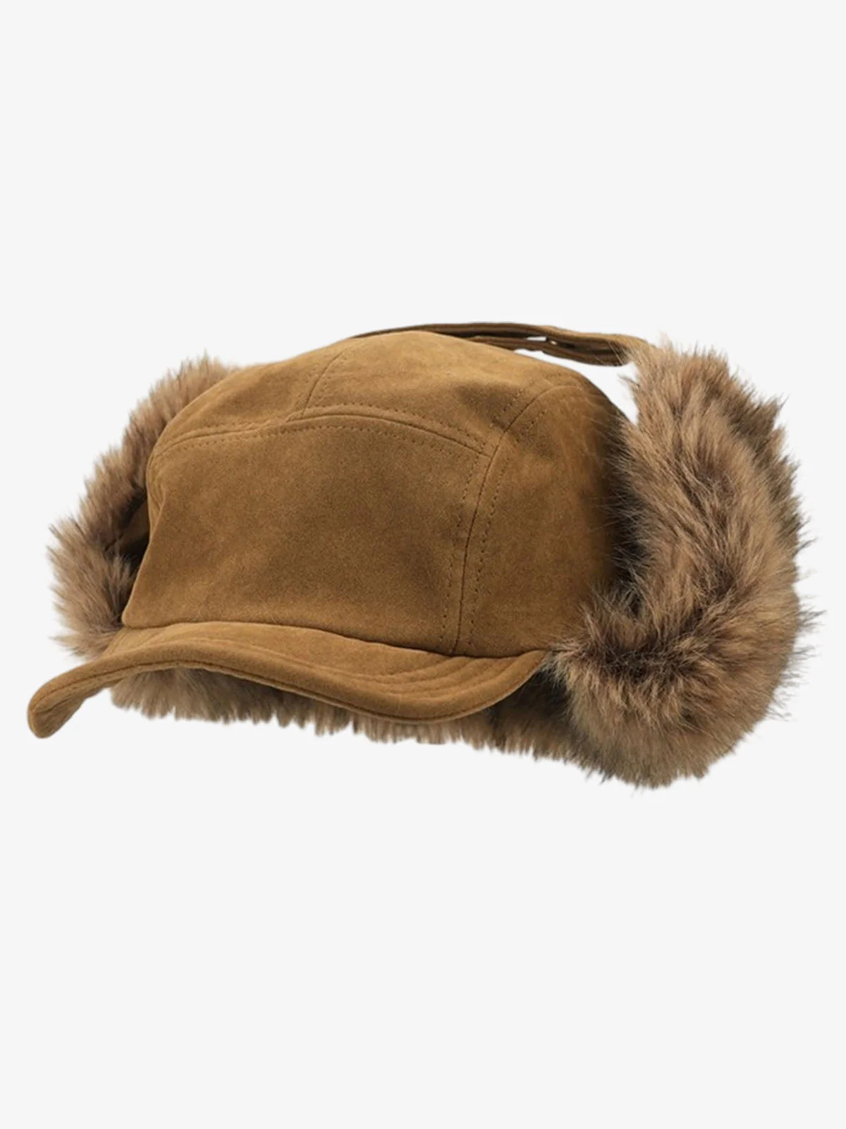 Faux Fur Earflap Suede Trapper Hat - Image 2