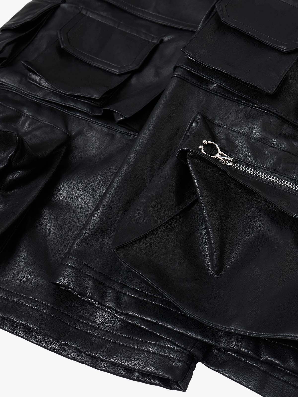 Faux Leather Cargo Jorts - Image 8