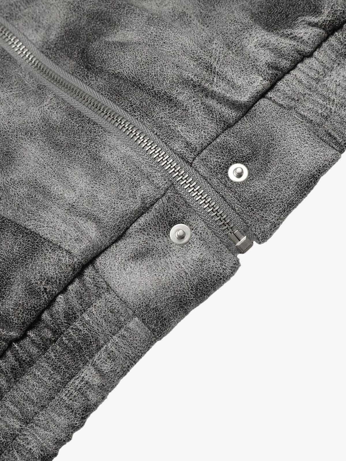 Faux Suede Vintage Wash Fur Hood Padded Jacket - Image 12