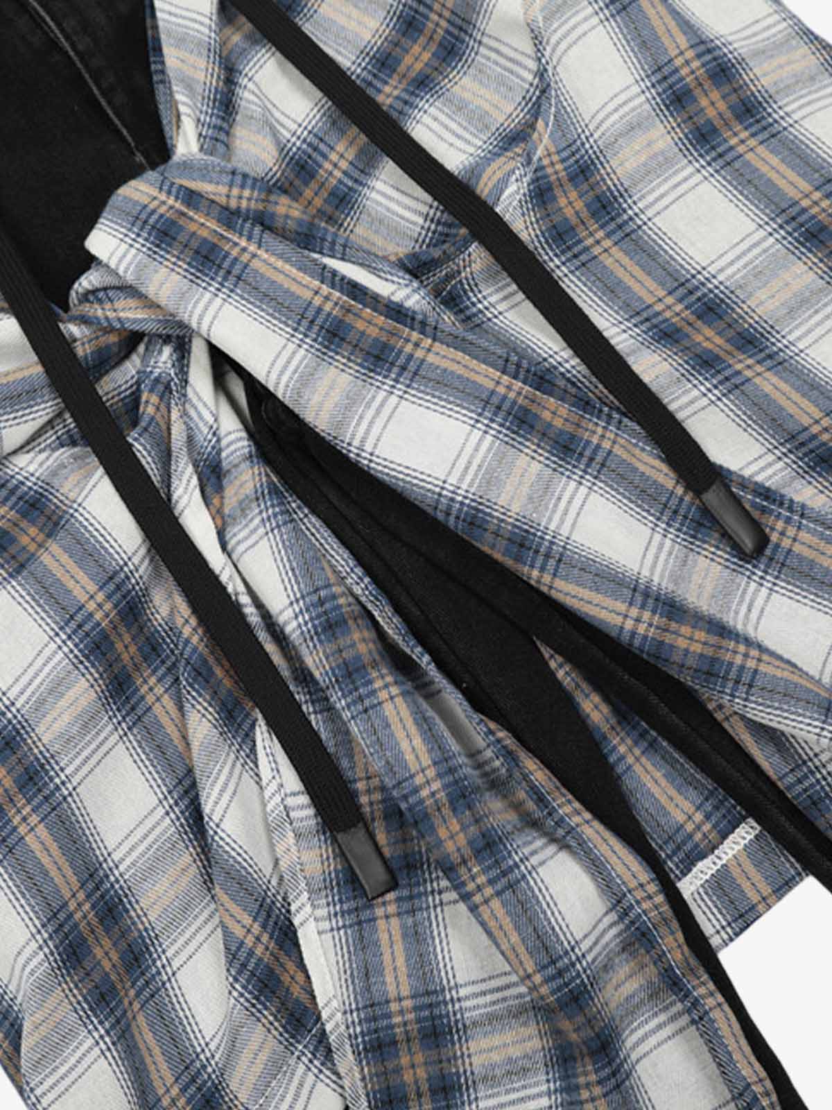 Denim Faux Two-piece Plaid Detachable Scimitar Jeans - 2435 - Image 11