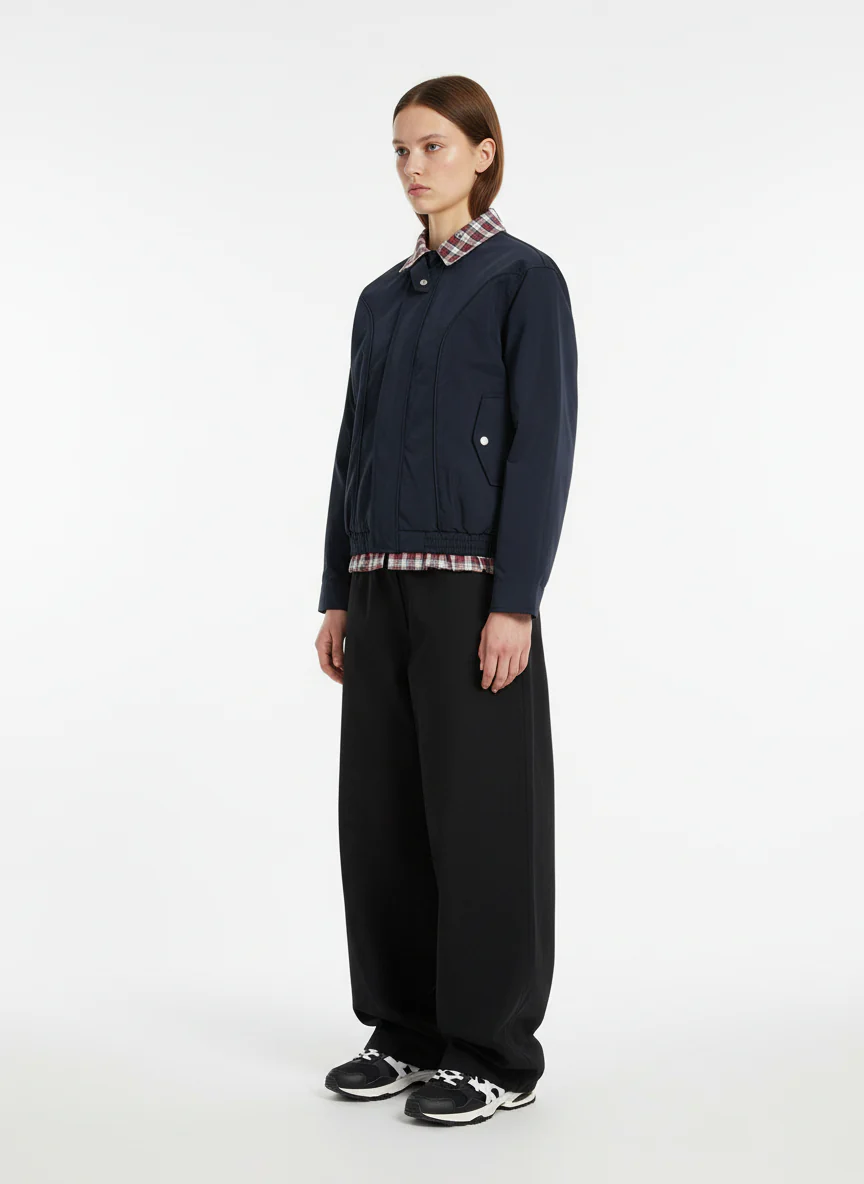 Faux Two-Piece Plaid Layered Workwear Jacket - Image 5