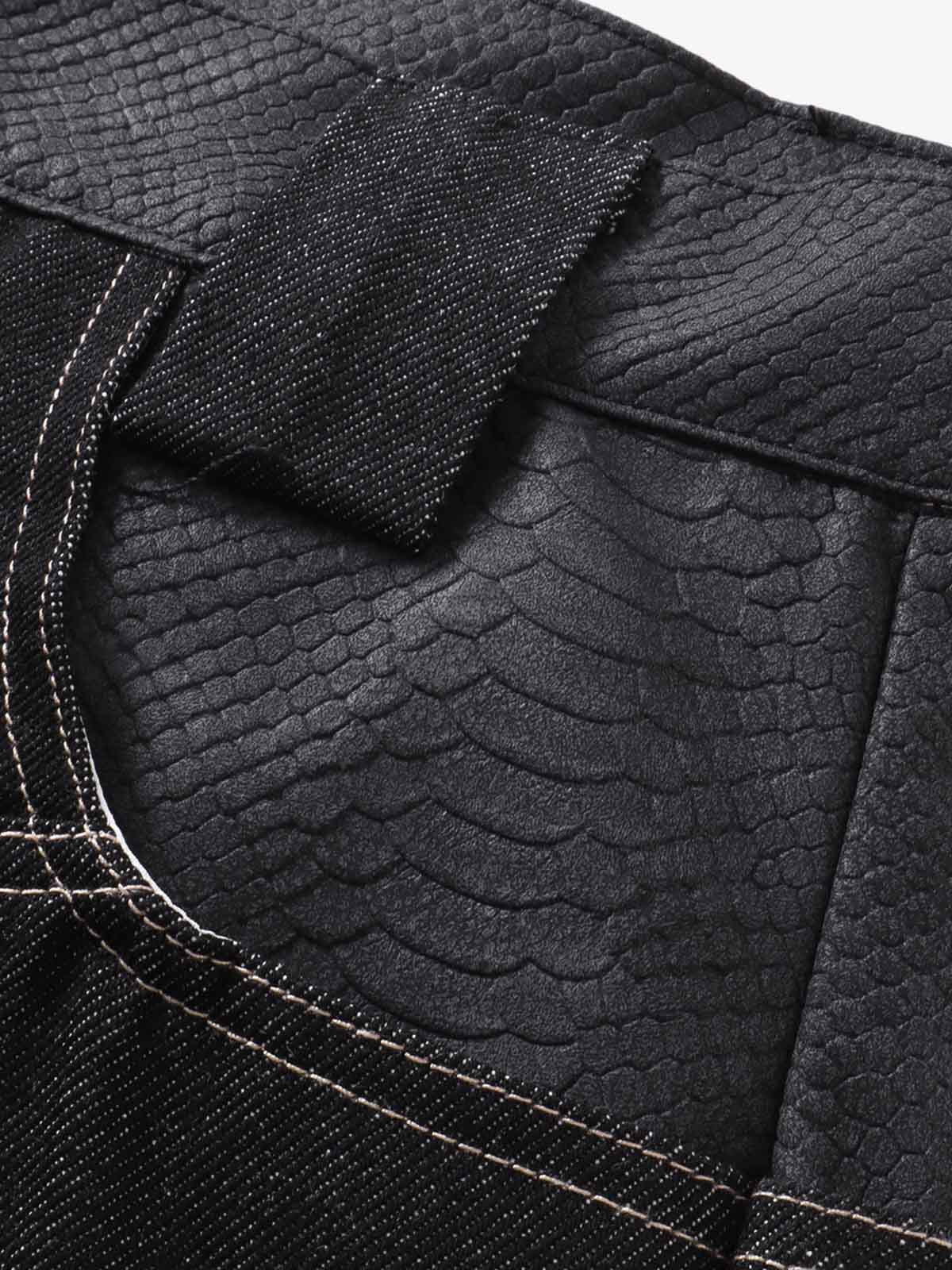 Flame Embroidered Wide Leg Washed Denim Jeans - Image 7
