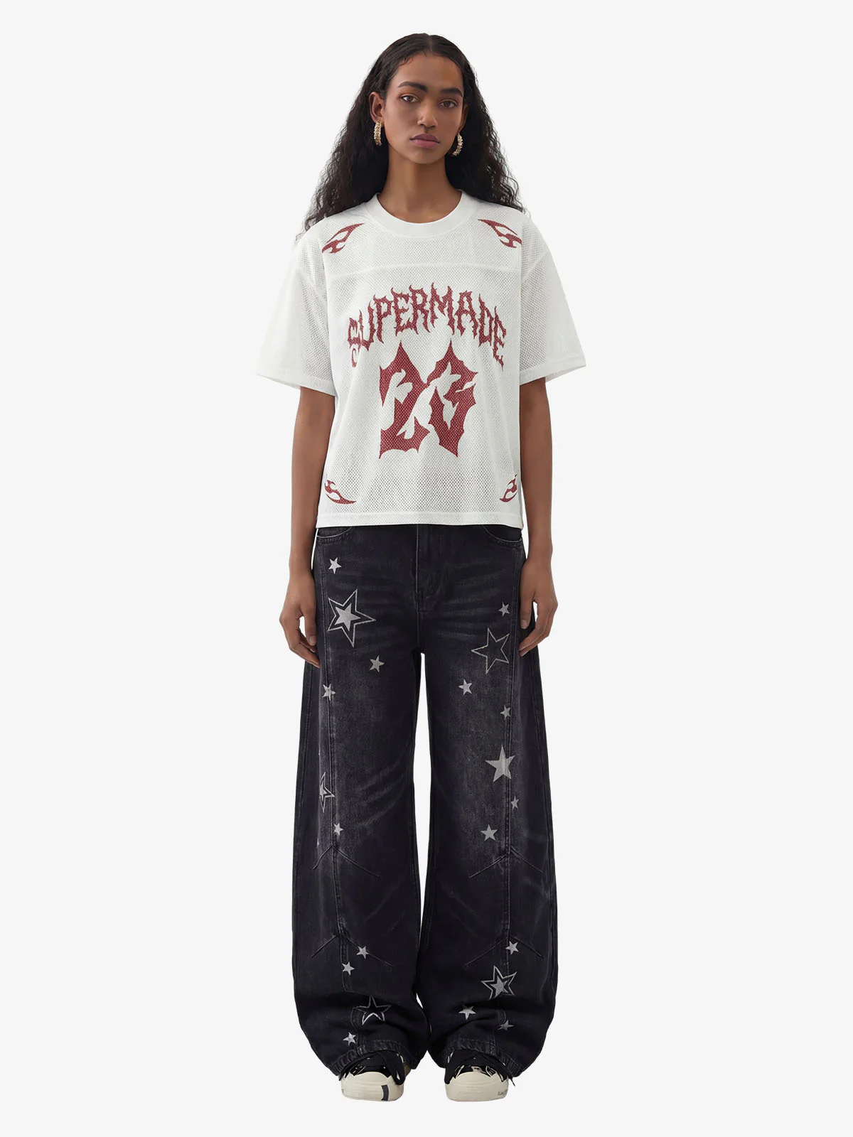 Flame Gothic Logo Mesh Jersey T-Shirt - Image 4