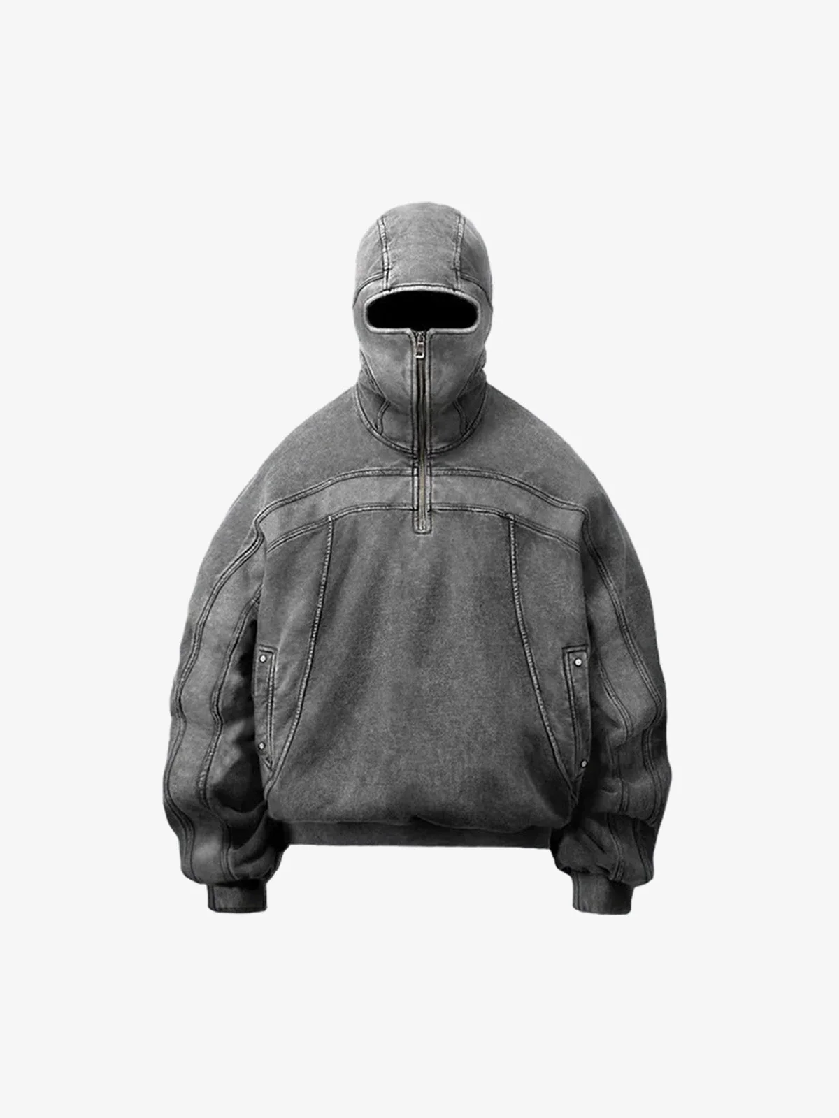 Fleece Retro Zipper Eye-Hood Design Hooded Jacket - 2489 - Image 11