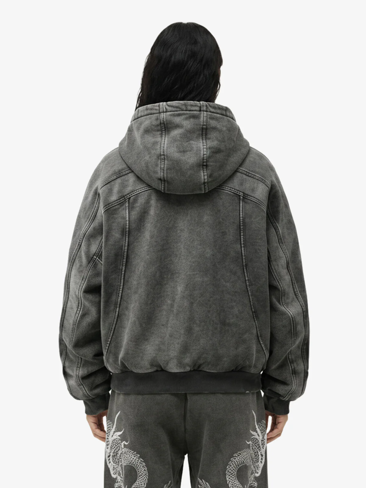 Fleece Retro Zipper Eye-Hood Design Hooded Jacket - 2489 - Image 5
