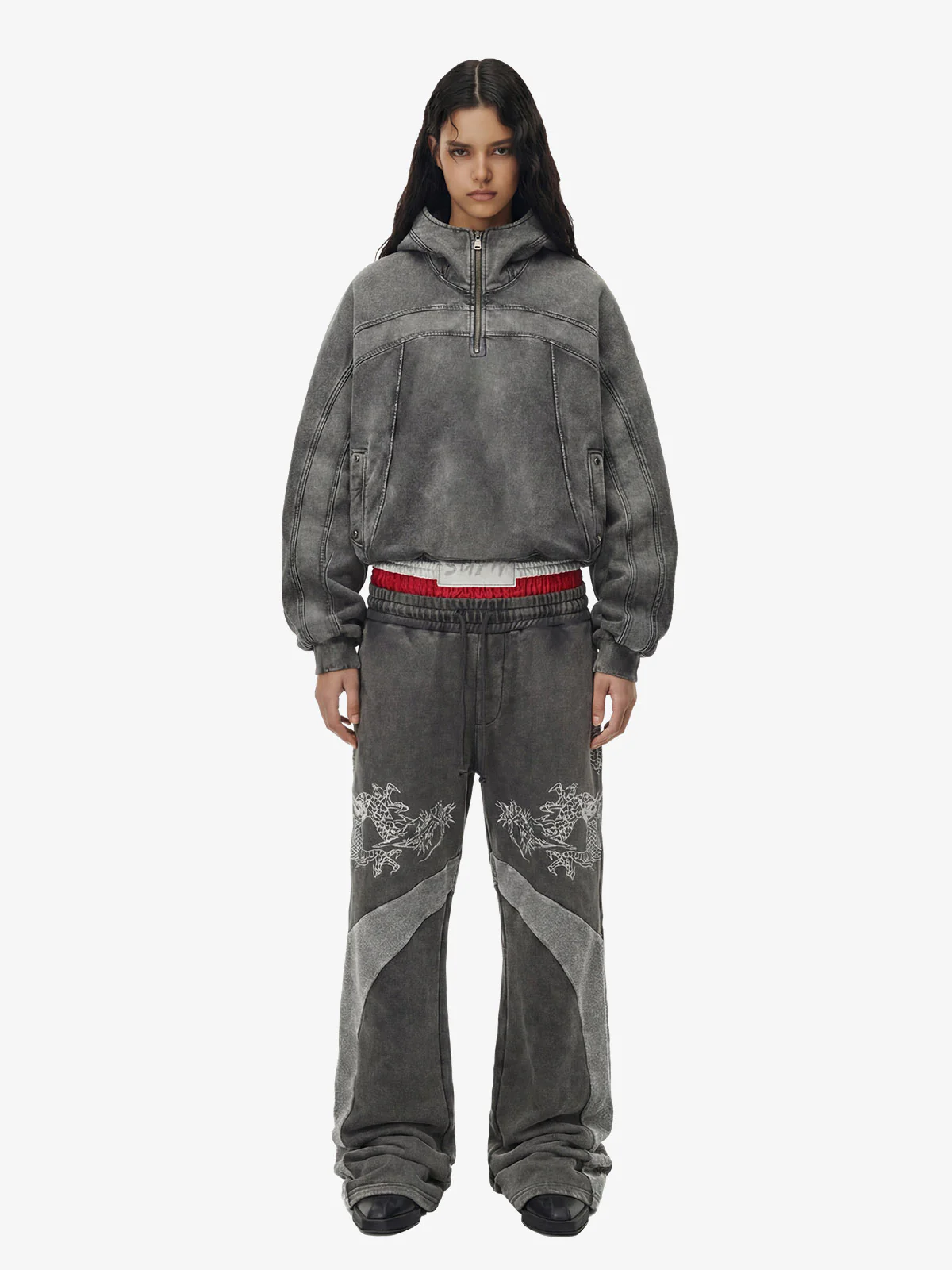 Fleece Retro Zipper Eye-Hood Design Hooded Jacket - 2489 - Image 7