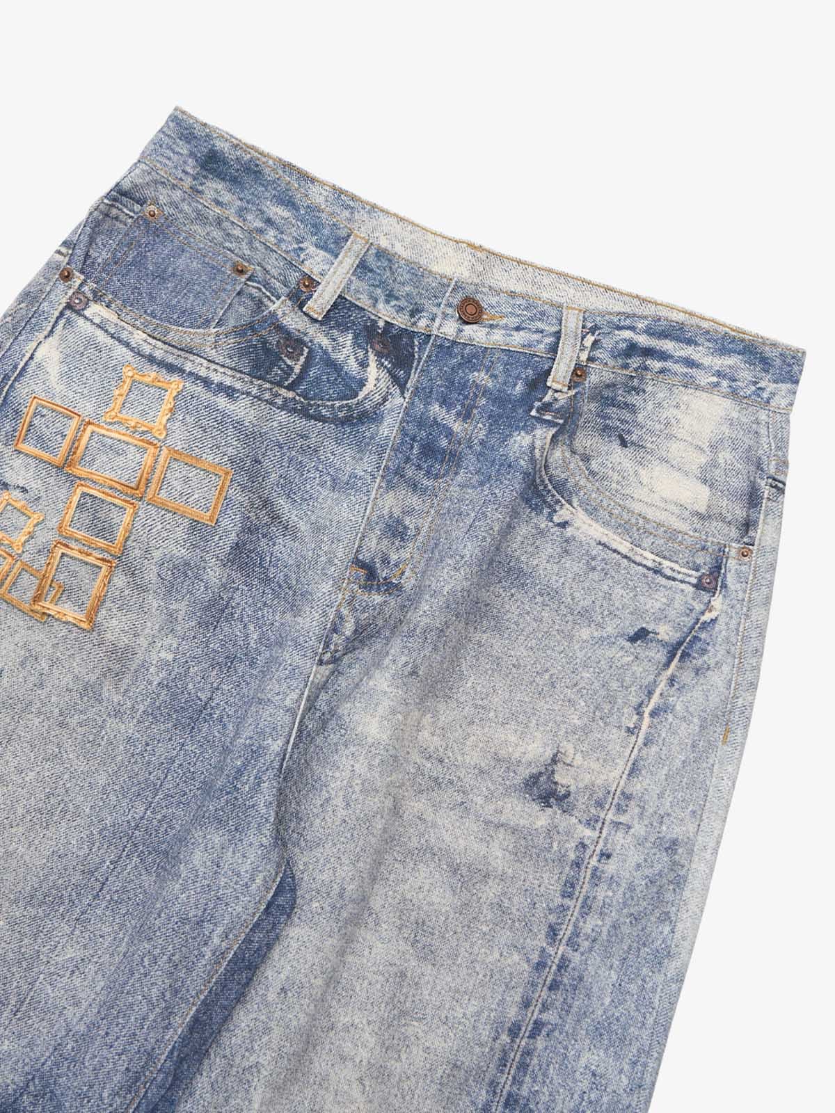 Frame Cross Print Denim Jeans - Image 7