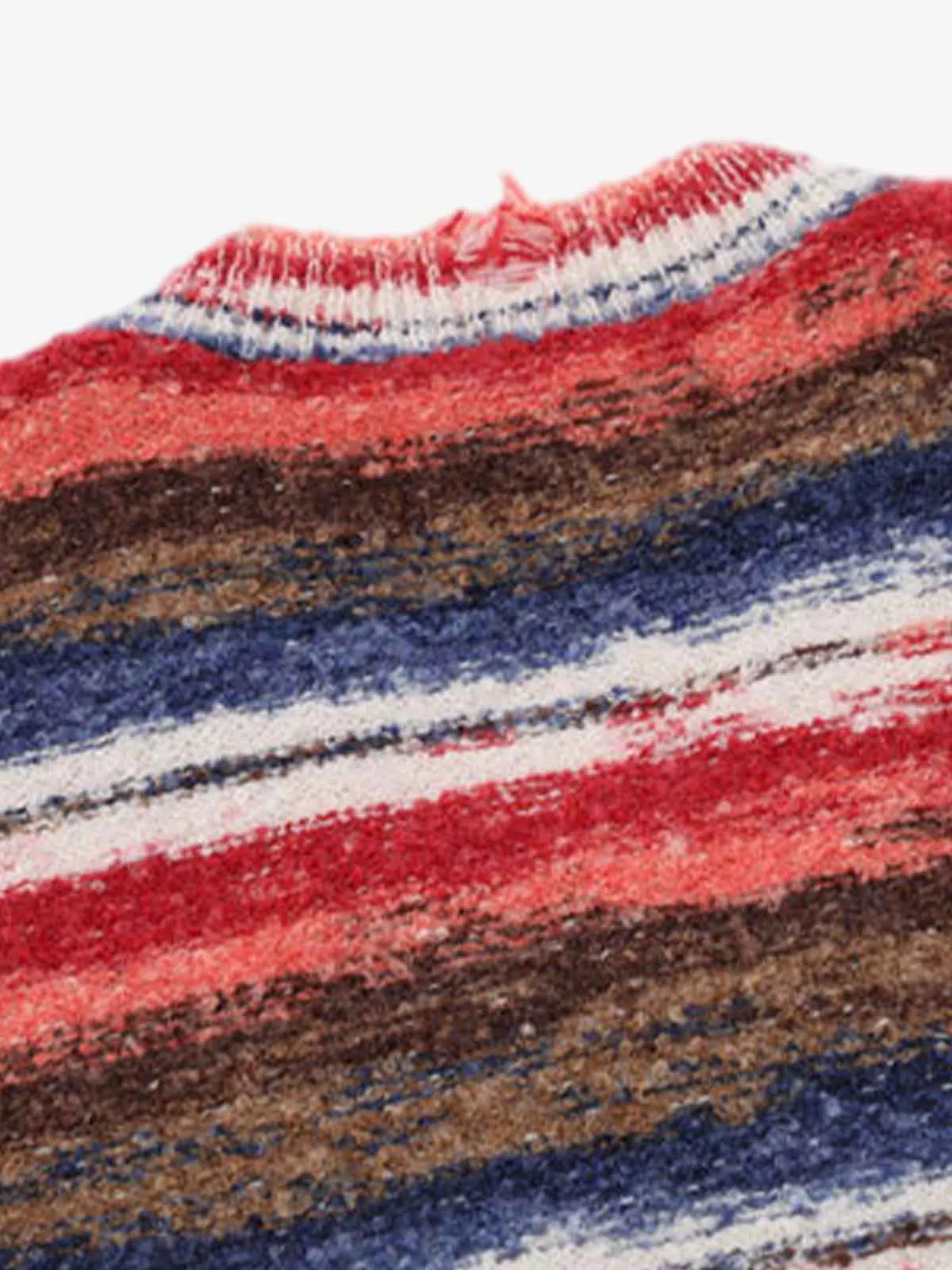 Frayed Edge Striped V Neck Knit Vest - Image 13