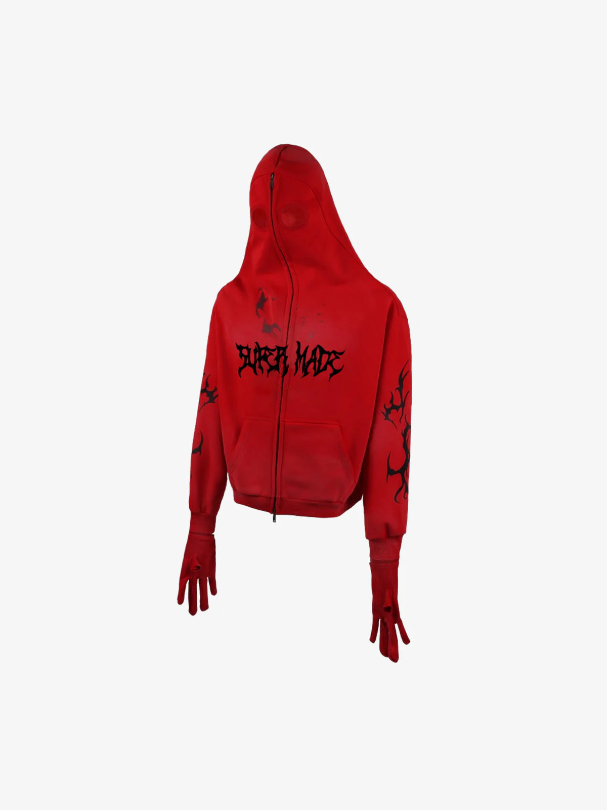 Full Zip Mask Eye Opening Glove Sleeve Graphic Hoodie - Image 2