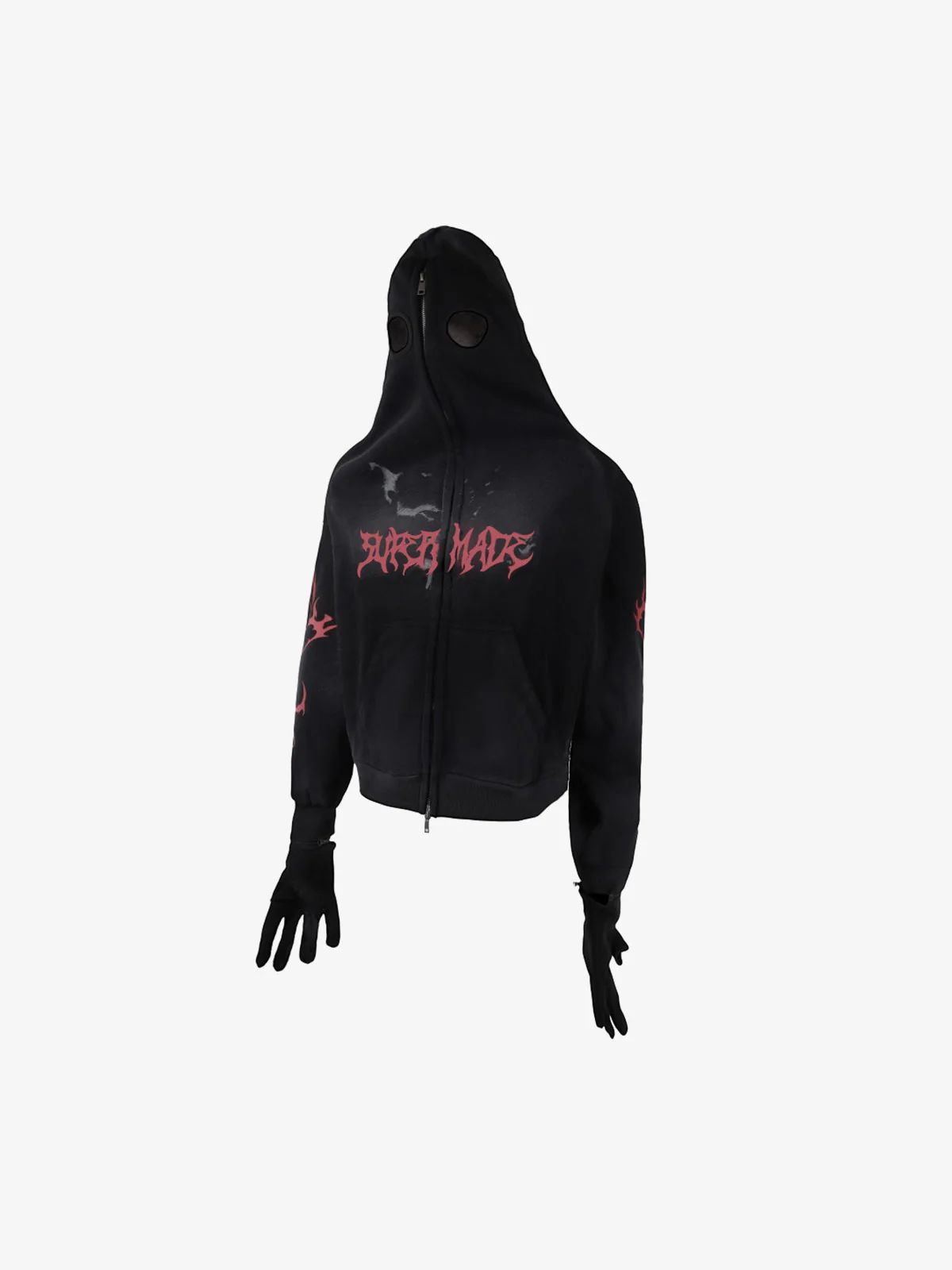 Full Zip Mask Eye Opening Glove Sleeve Graphic Hoodie - Image 3
