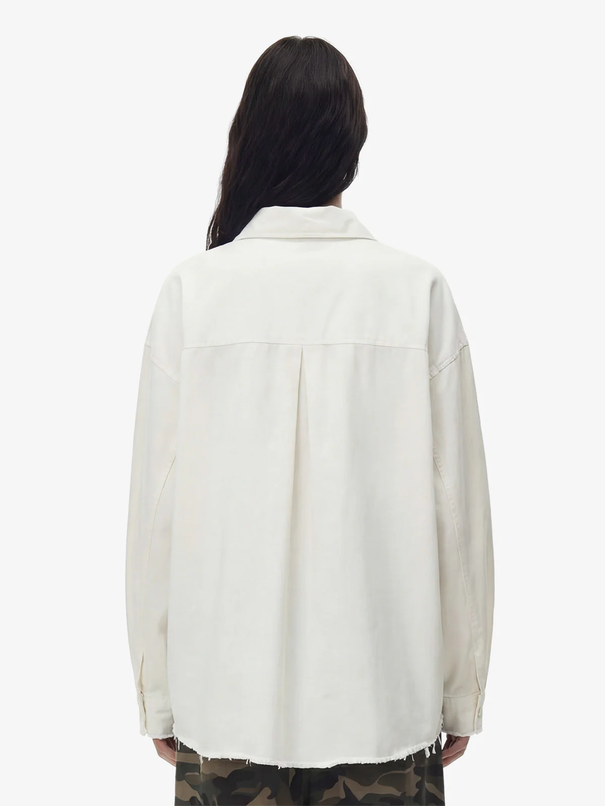 Fun Distressed Raw-Edge Printed Long-Sleeved Shirt - Image 3