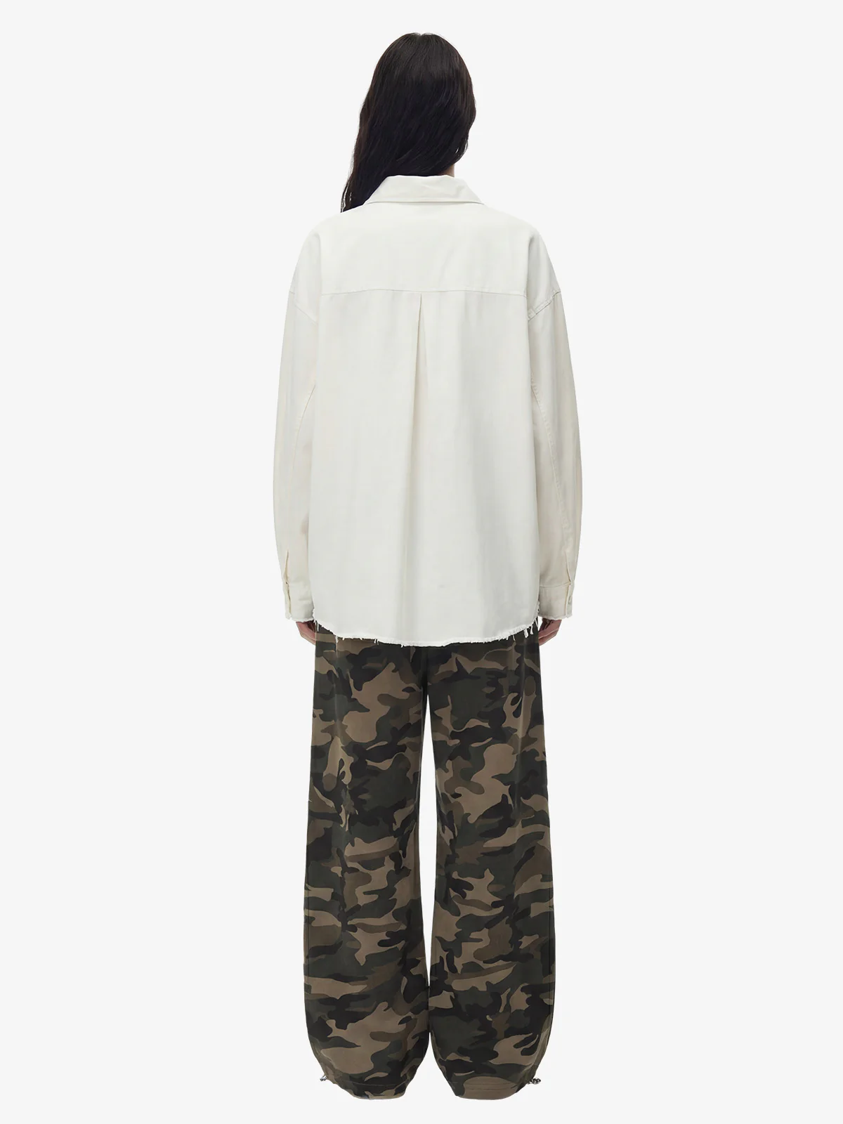 Fun Distressed Raw-Edge Printed Long-Sleeved Shirt - Image 5