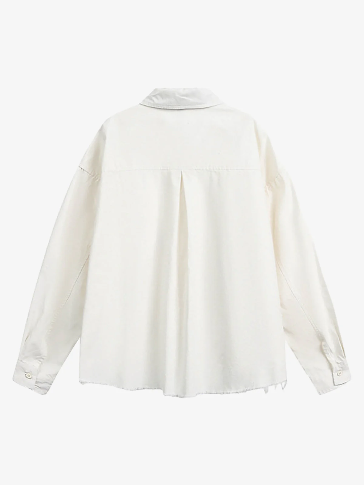 Fun Distressed Raw-Edge Printed Long-Sleeved Shirt - Image 7