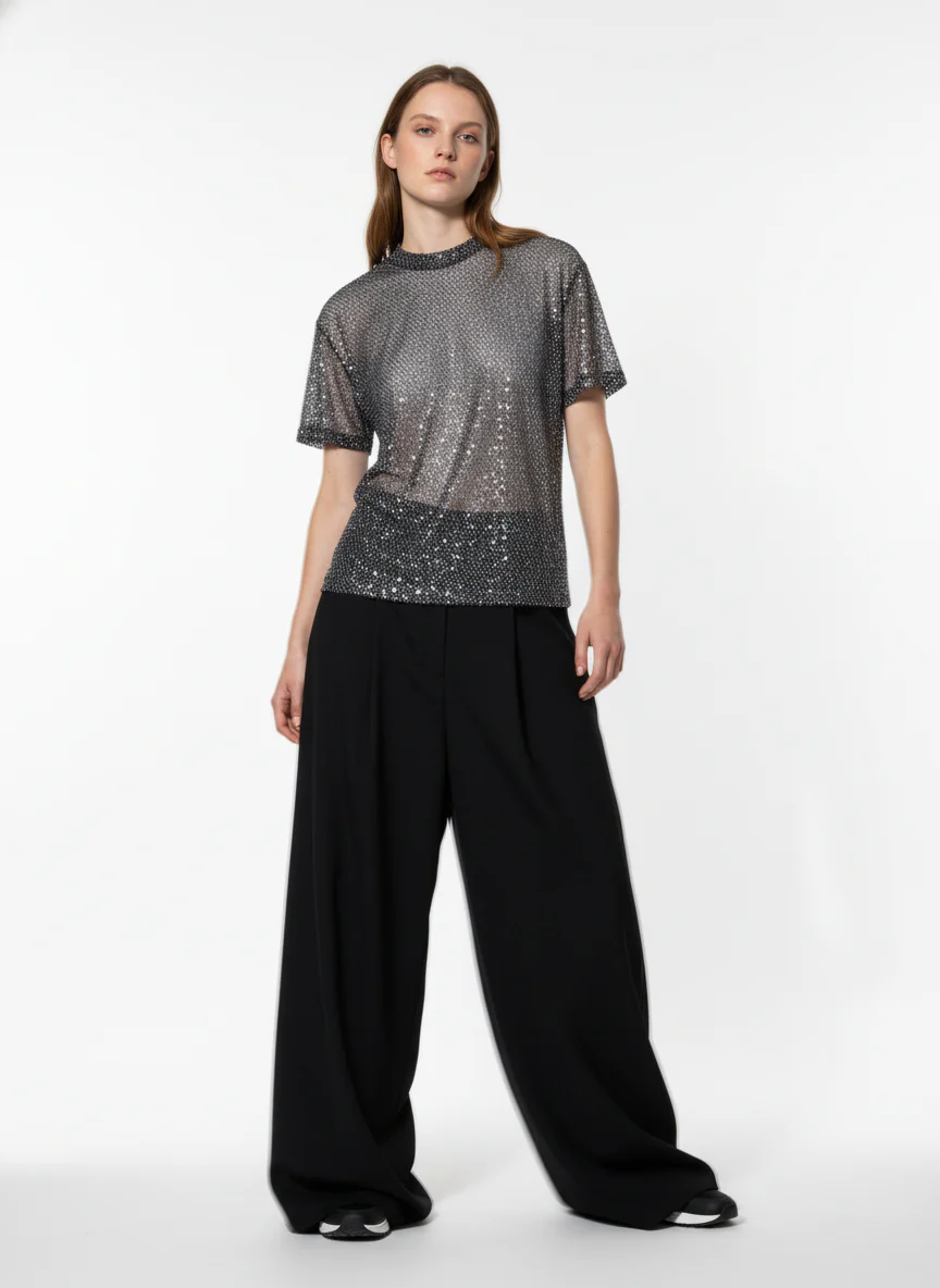 Glitter Niche See-Through Mesh T-Shirt - Image 3