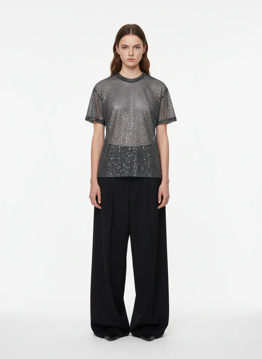 Glitter Niche See-Through Mesh T-Shirt - Image 6