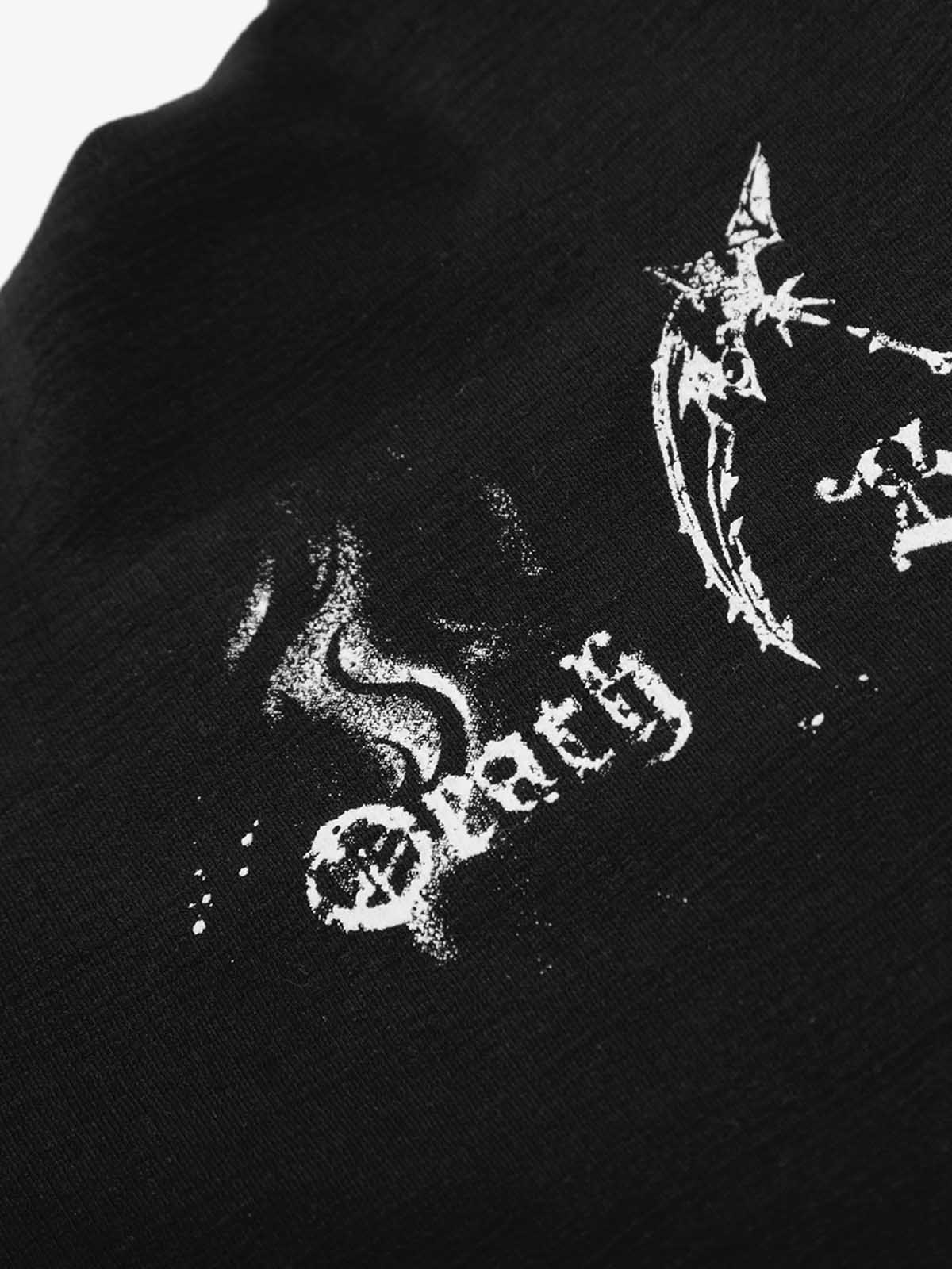 Gothic Angel Skull Graphic Studded Collar Long Sleeve T-Shirt - Image 11