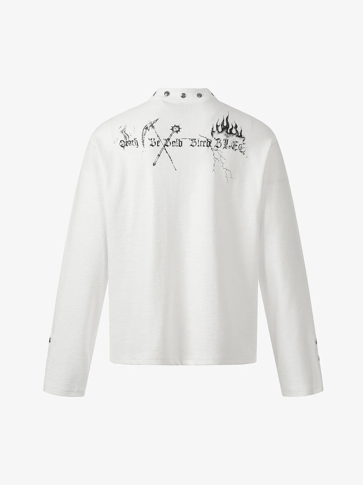 Gothic Angel Skull Graphic Studded Collar Long Sleeve T-Shirt - Image 4