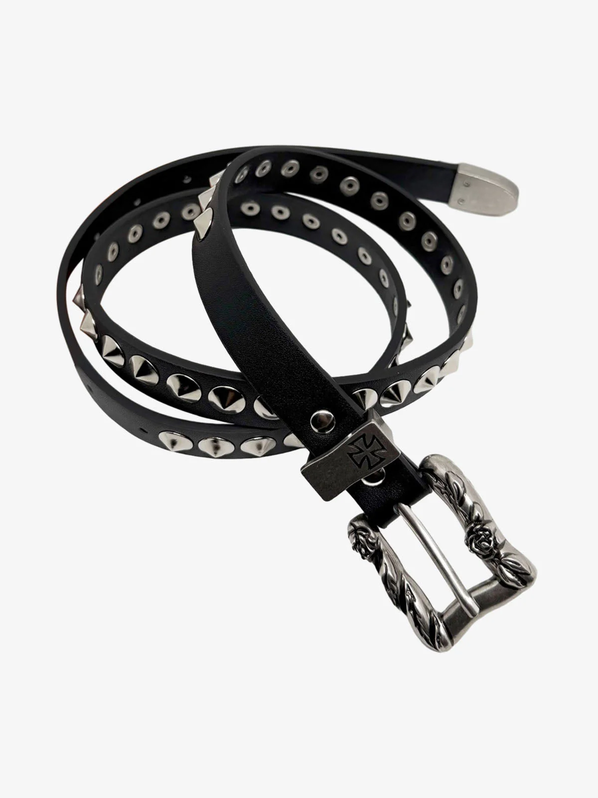 Gothic Cross Studded PU Leather Belt with Alloy Buckle - Image 5