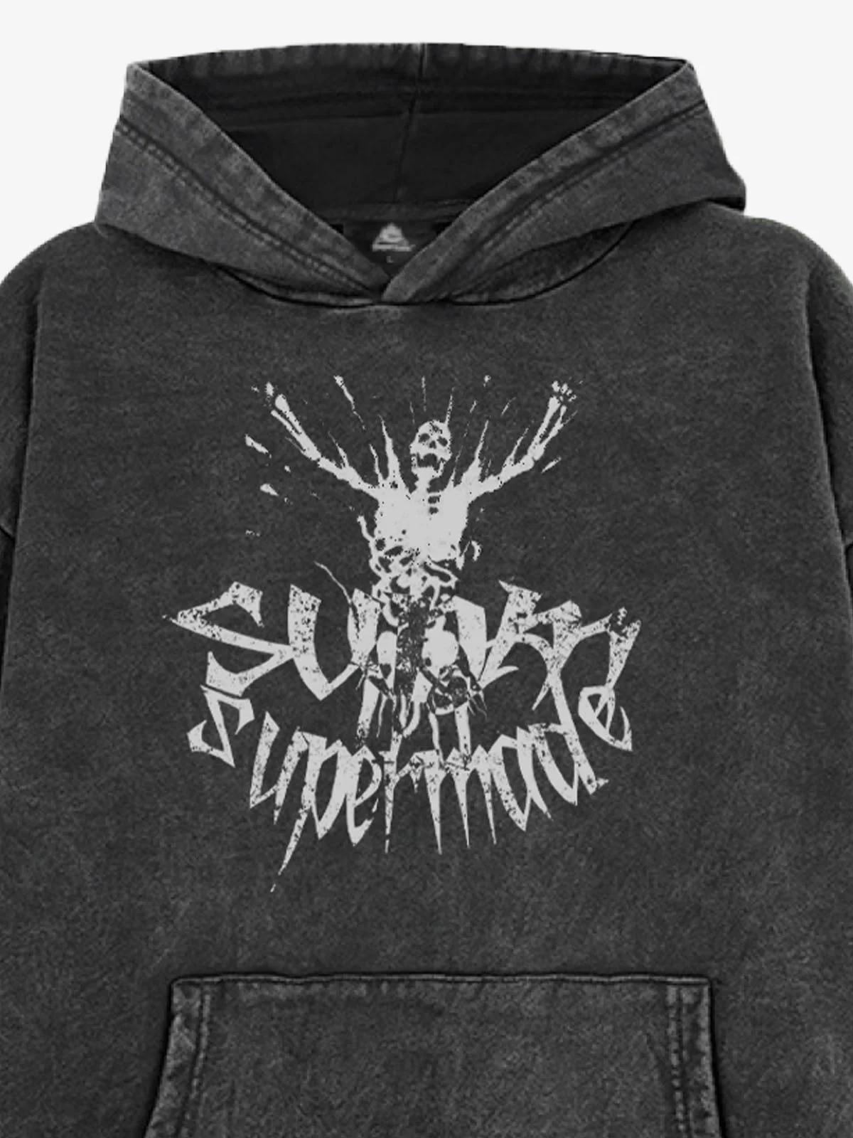 Gothic Devil Graphic Washed Hoodie - Image 13