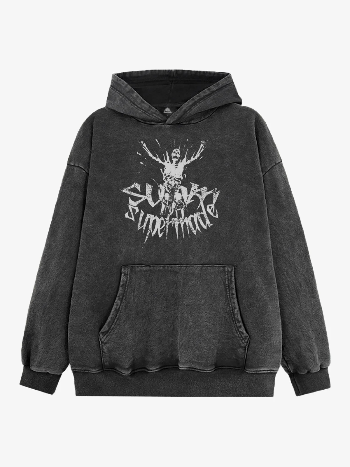 Gothic Devil Graphic Washed Hoodie - Image 3