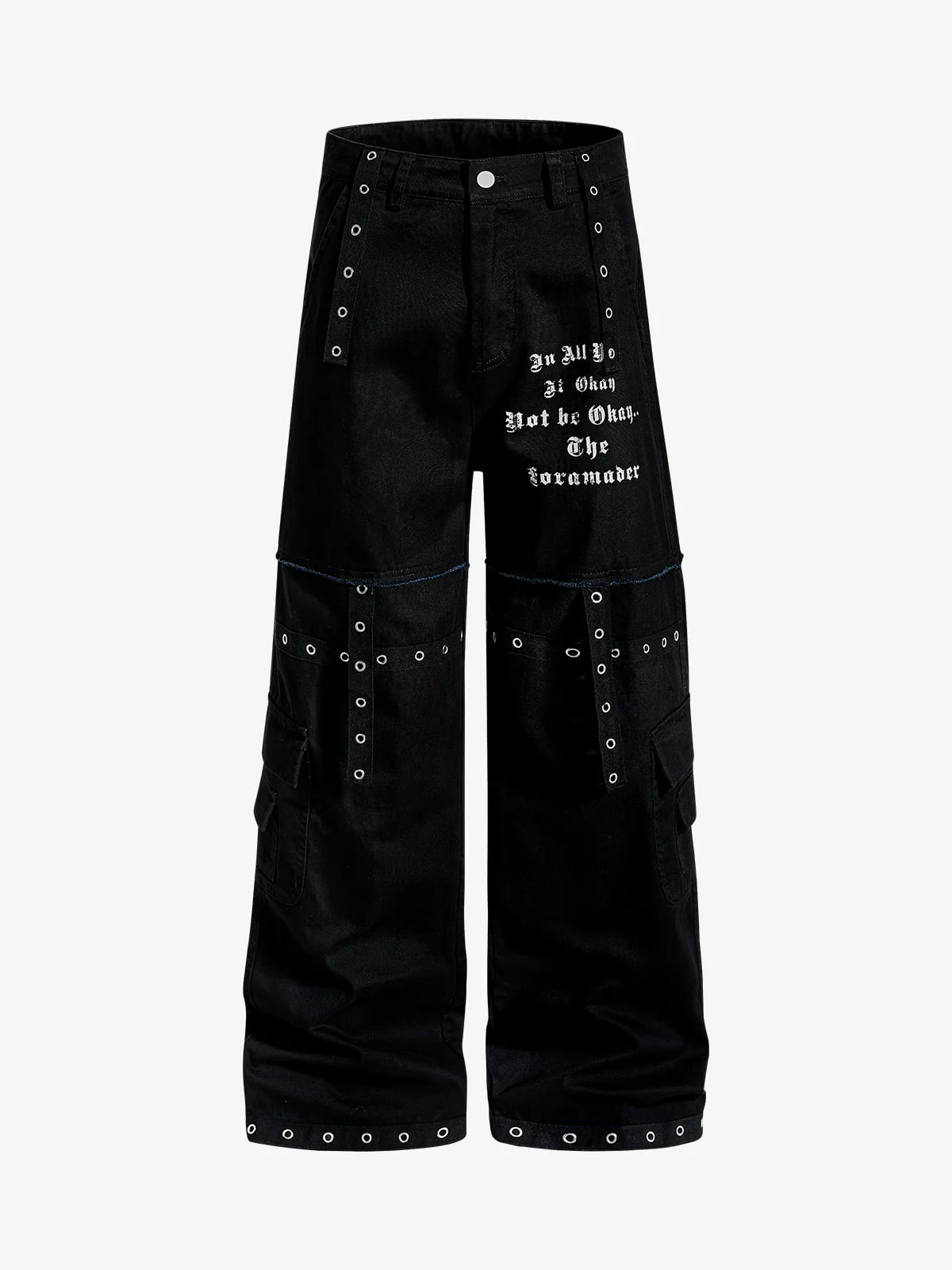 Gothic Graphic Eyelet Strap Pants