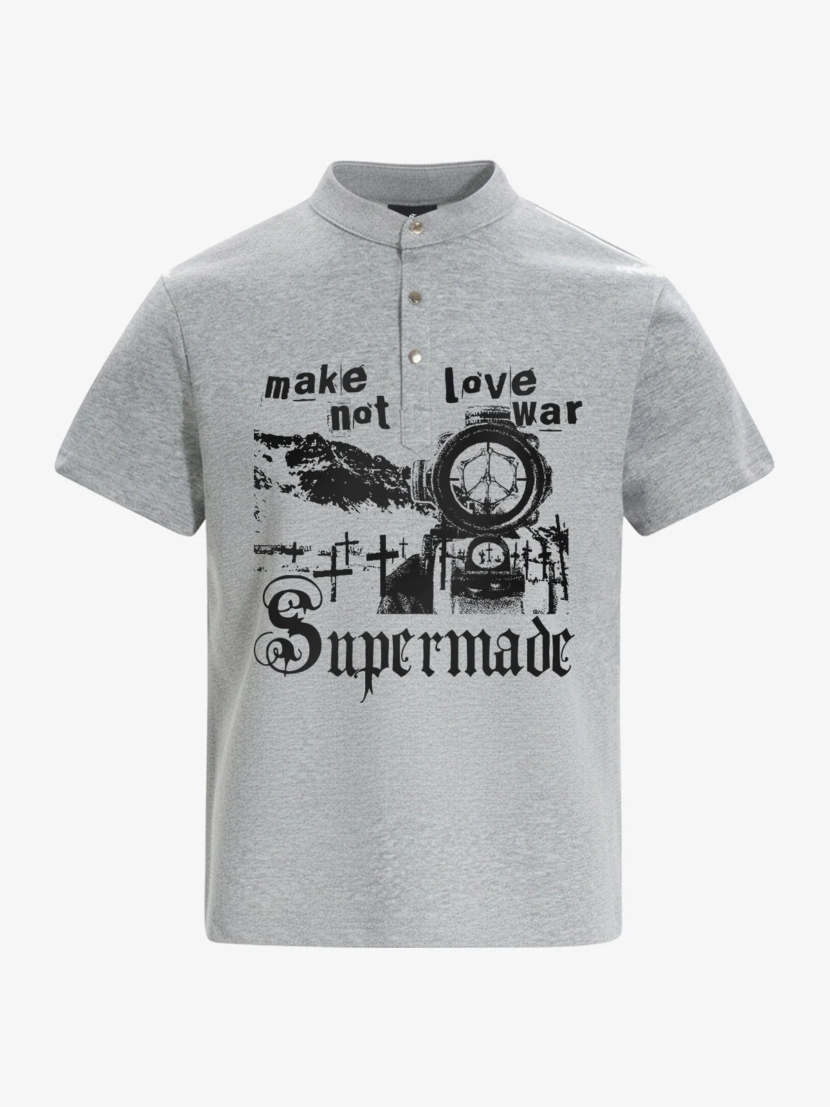 Gothic Graphic Henley Collar T-Shirt