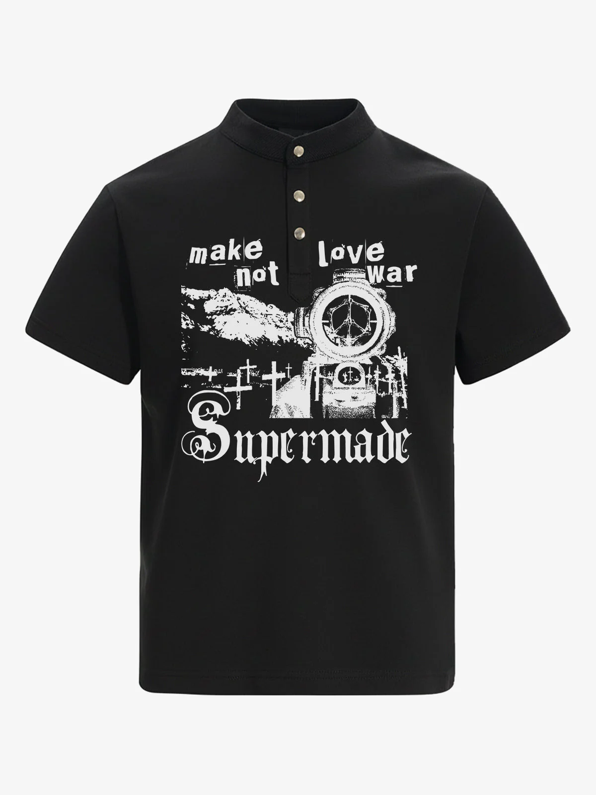 Gothic Graphic Henley Collar T-Shirt - Image 3