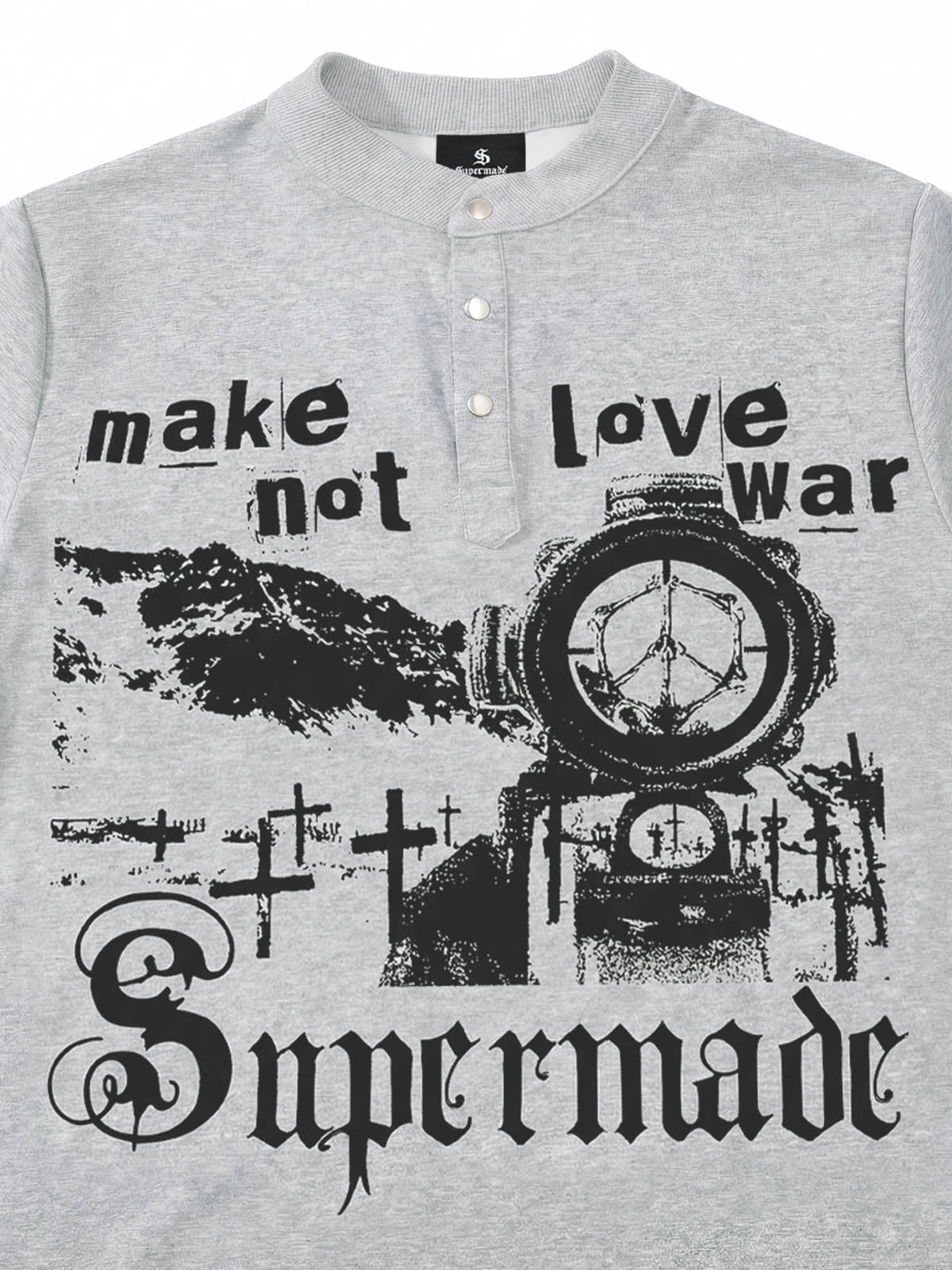 Gothic Graphic Henley Collar T-Shirt - Image 5