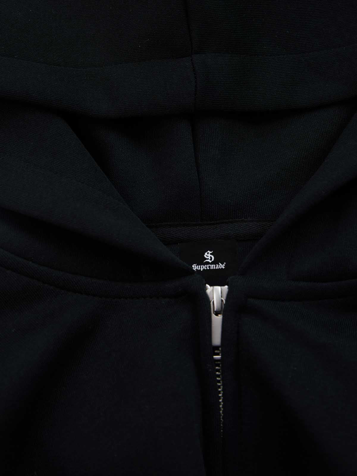 Gothic Letter Cross Embroidery Zip Up Hoodie and Sweatpants Set - Image 36