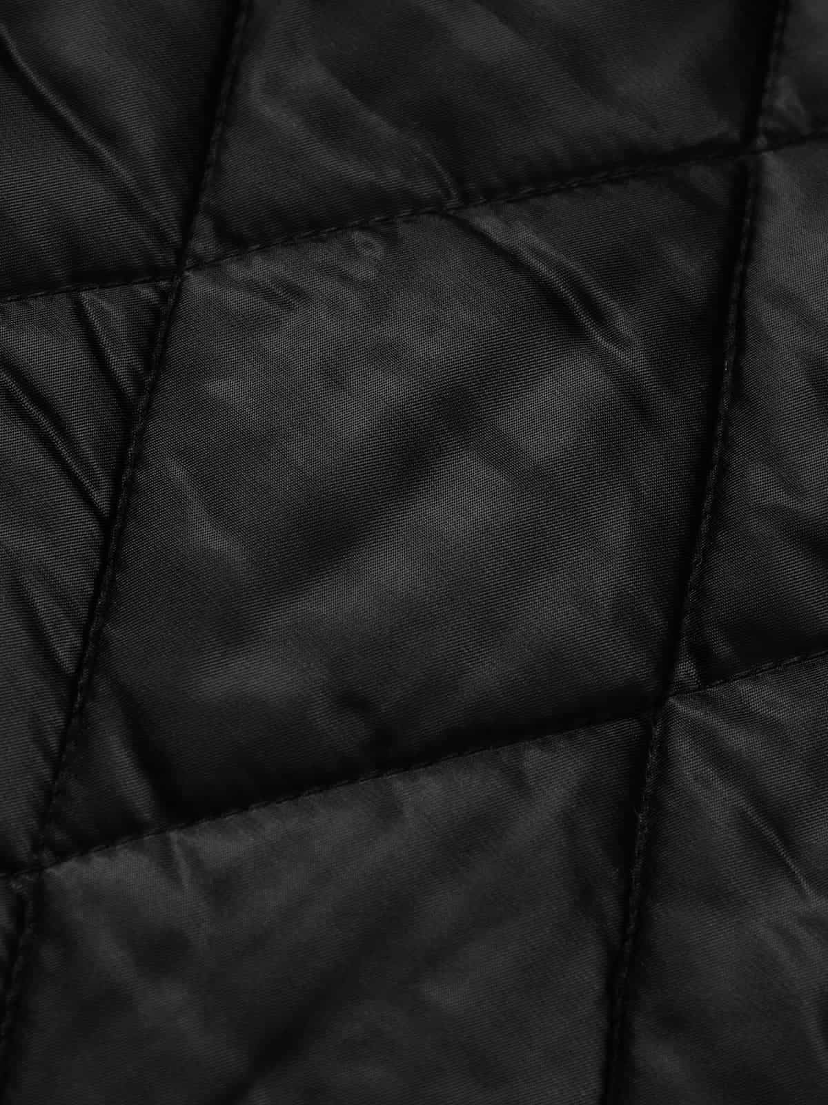 Gothic Letter Print Fur Collar Quilted Cotton Jacket - 2515 - Image 14