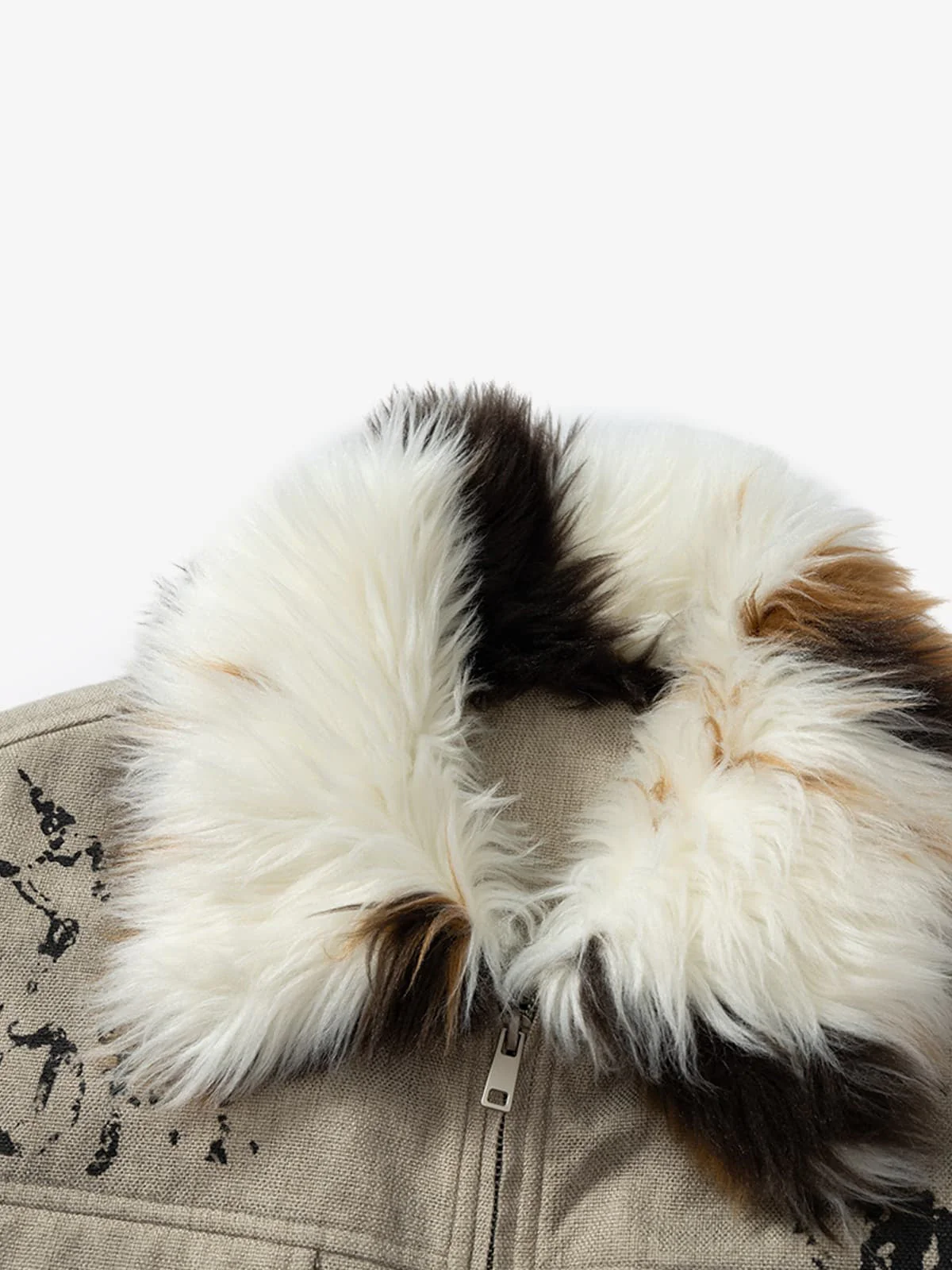 Gothic Letter Print Fur Collar Quilted Cotton Jacket - 2515 - Image 9
